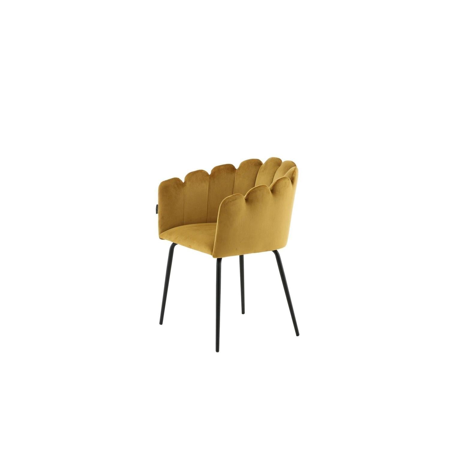 Armlehnenstuhl Limhamn aus Samt - Gelb-Armlehnenstuhl-Furniture Fashion-le canapé