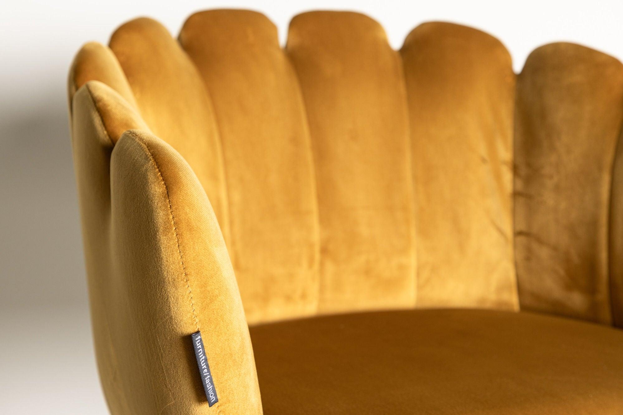 Armlehnenstuhl Limhamn aus Samt - Gelb-Armlehnenstuhl-Furniture Fashion-le canapé
