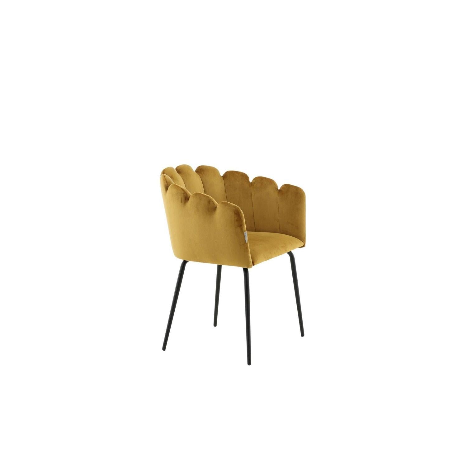 Armlehnenstuhl Limhamn aus Samt - Gelb-Armlehnenstuhl-Furniture Fashion-le canapé