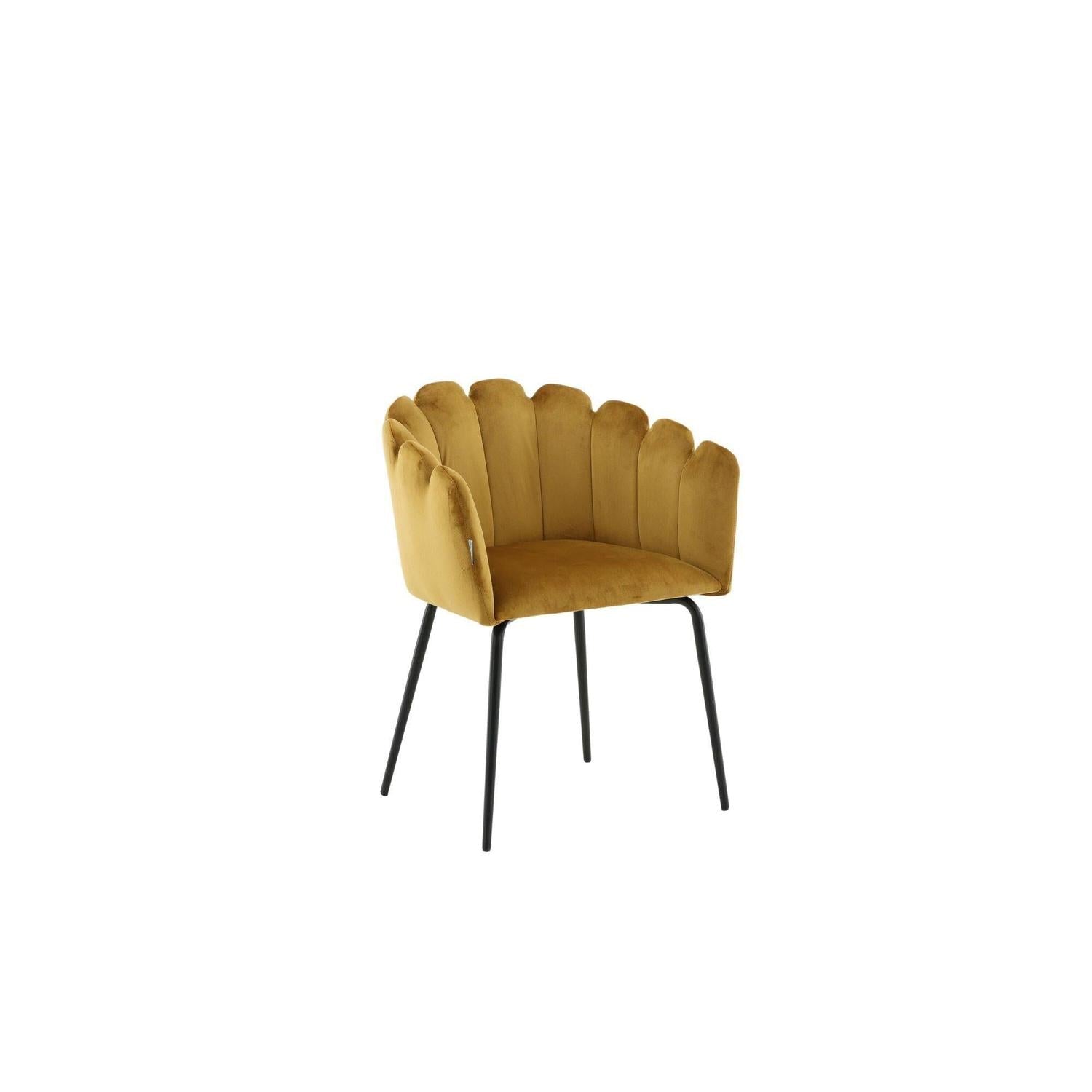 Armlehnenstuhl Limhamn aus Samt - Gelb-Armlehnenstuhl-Furniture Fashion-le canapé