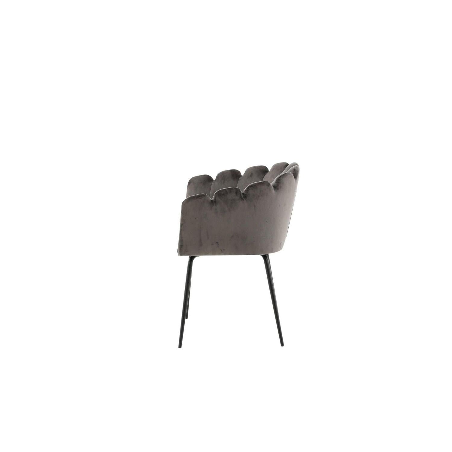 Armlehnenstuhl Limhamn aus Samt - Grau-Armlehnenstuhl-Furniture Fashion-le canapé
