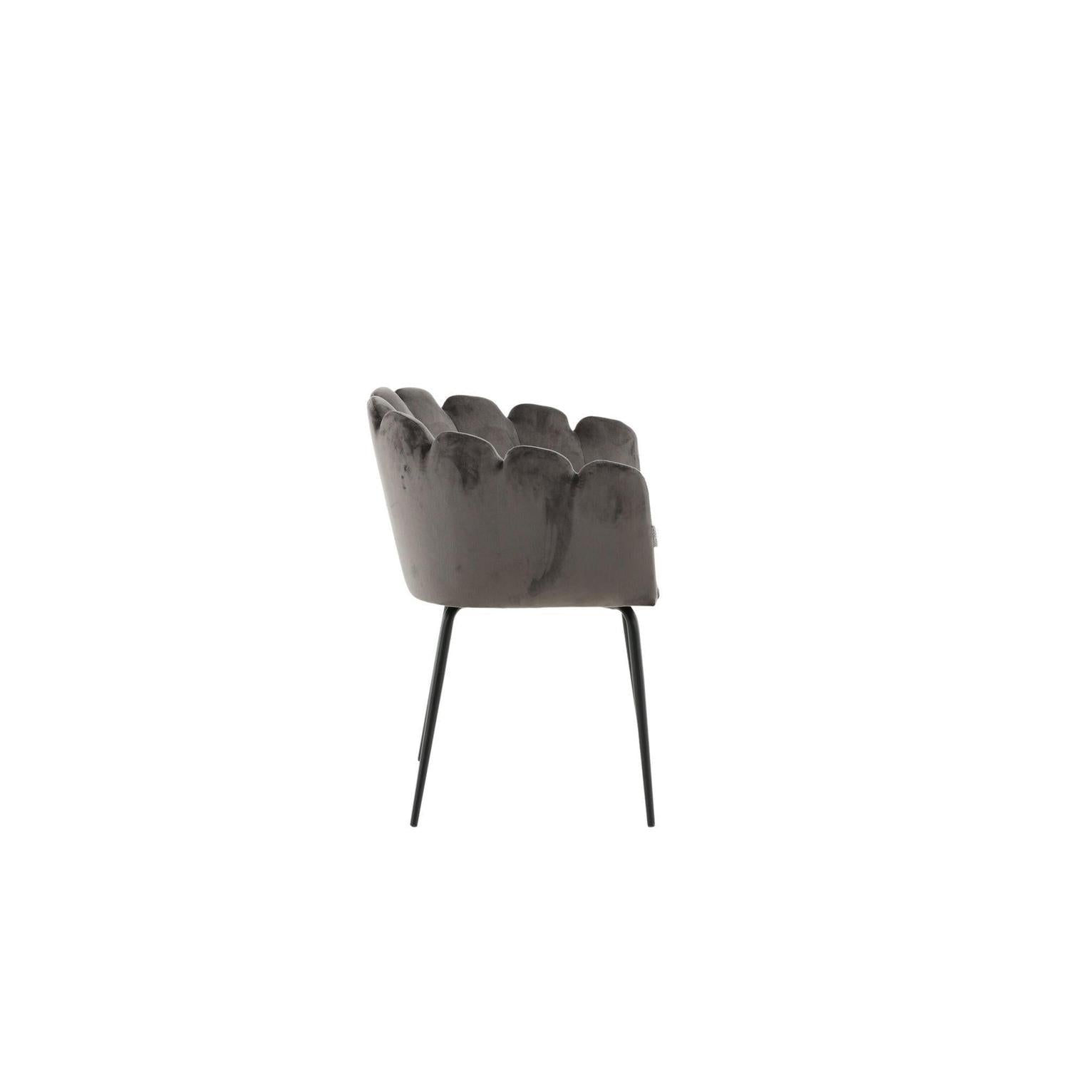Armlehnenstuhl Limhamn aus Samt - Grau-Armlehnenstuhl-Furniture Fashion-le canapé