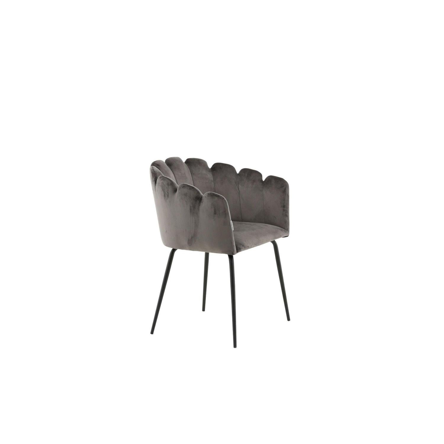 Armlehnenstuhl Limhamn aus Samt - Grau-Armlehnenstuhl-Furniture Fashion-le canapé