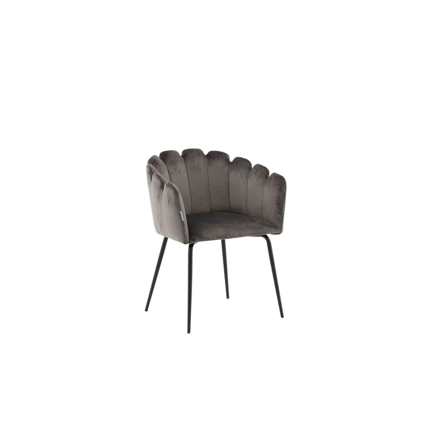 Armlehnenstuhl Limhamn aus Samt - Grau-Armlehnenstuhl-Furniture Fashion-le canapé
