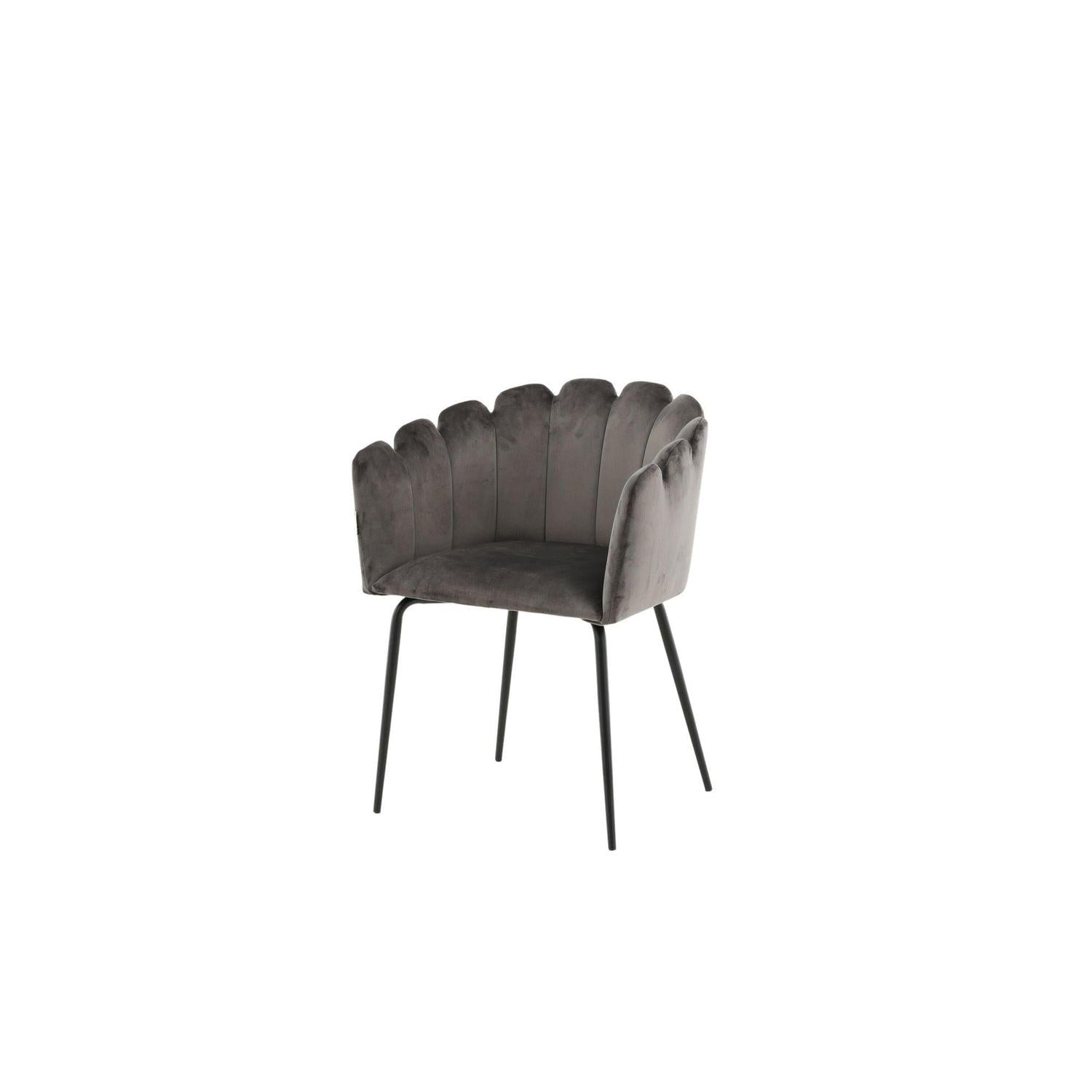 Armlehnenstuhl Limhamn aus Samt - Grau-Armlehnenstuhl-Furniture Fashion-le canapé