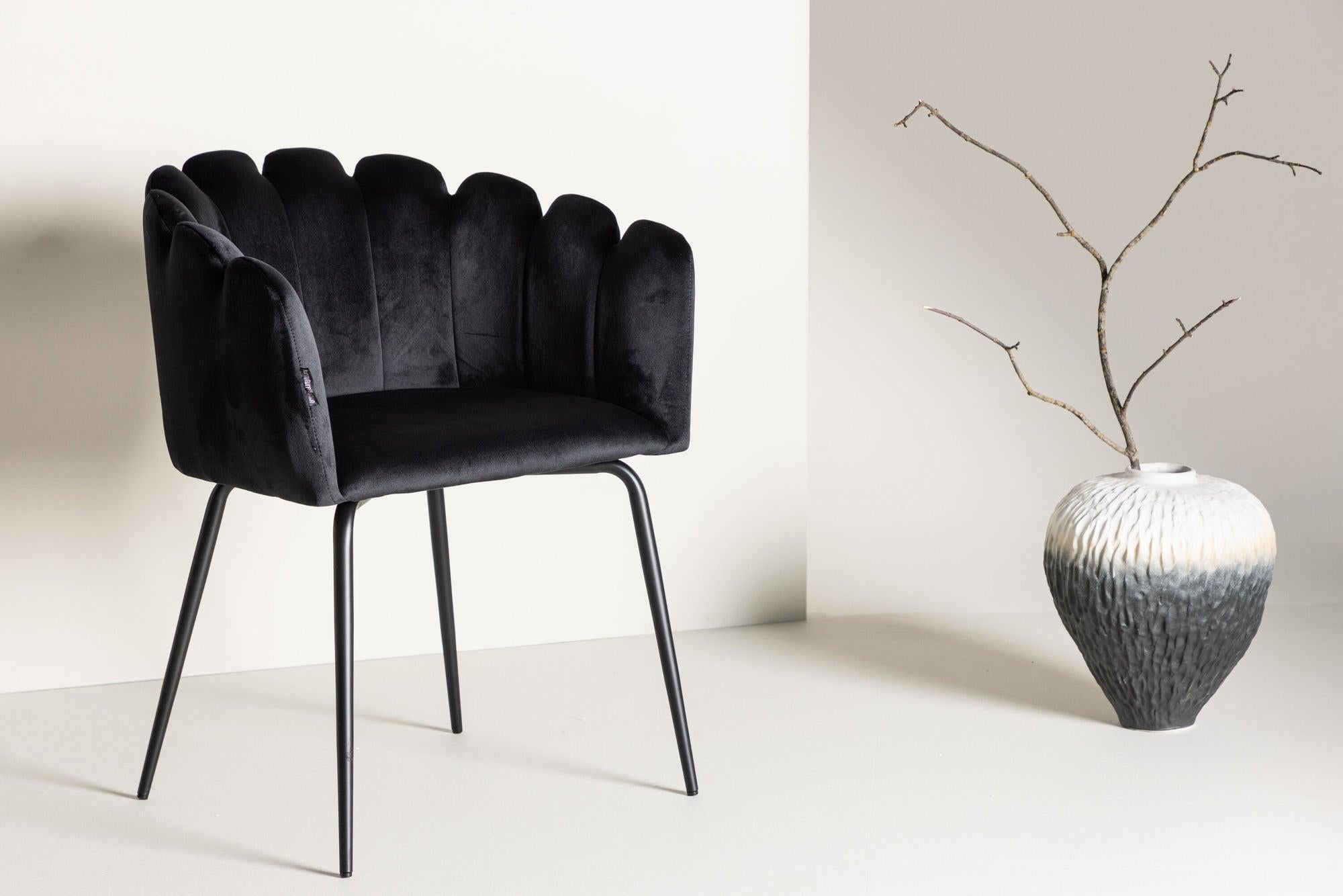 Armlehnenstuhl Limhamn aus Samt - Schwarz-Armlehnenstuhl-Furniture Fashion-le canapé