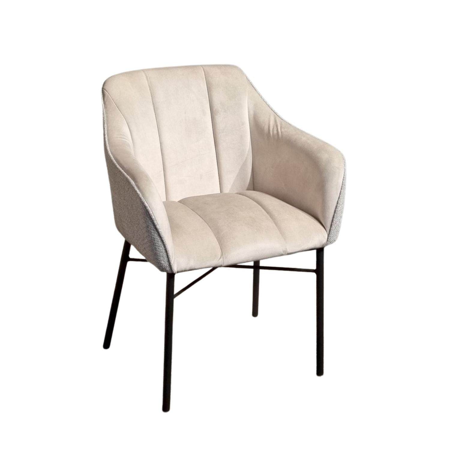 Armlehnenstuhl Malaga aus Velours & Matuu-Stoff - Beige-Benoa-le canapé