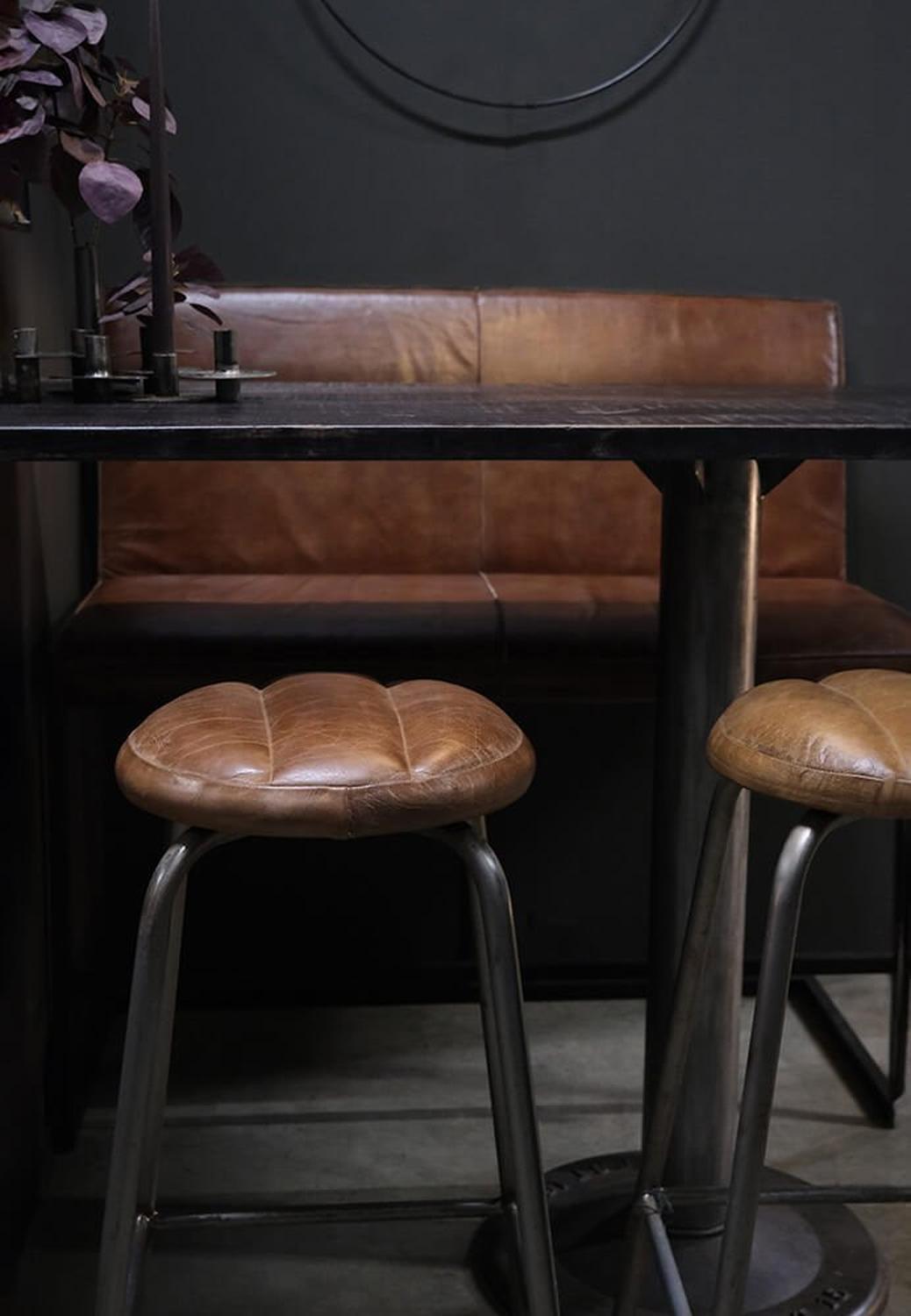 Barhocker Brooklyn mit rundem Ledersitz - Braun-Barhocker-Trademark Living-le canapé