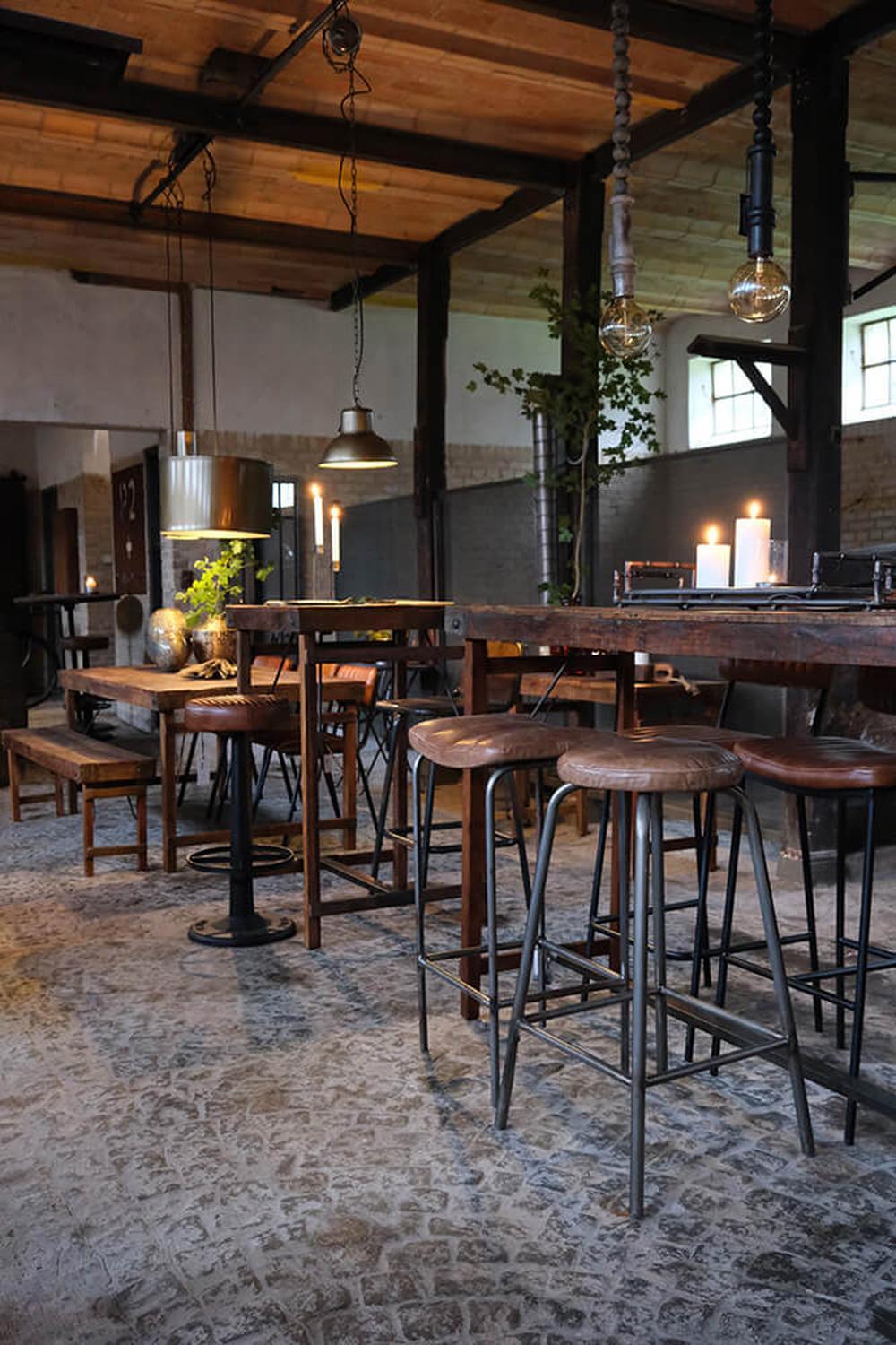 Barhocker Brooklyn mit rundem Ledersitz - Braun-Barhocker-Trademark Living-le canapé