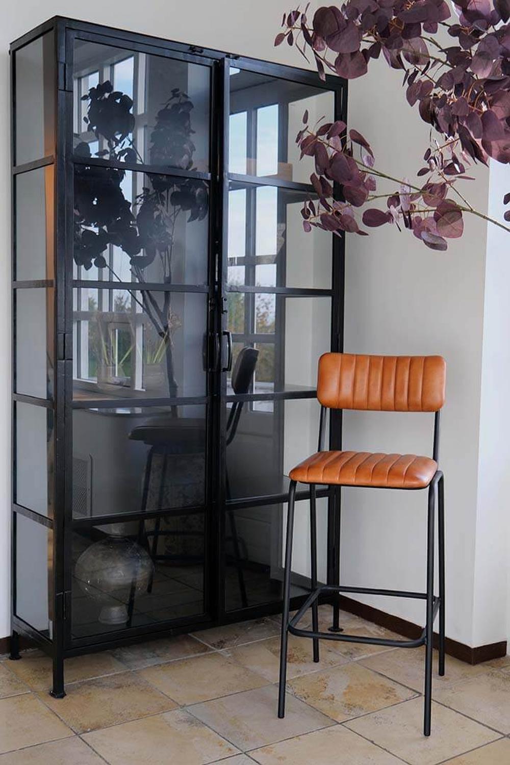 Barhocker Diner mit gestepptem Leder - Braun-Barhocker-Trademark Living-le canapé