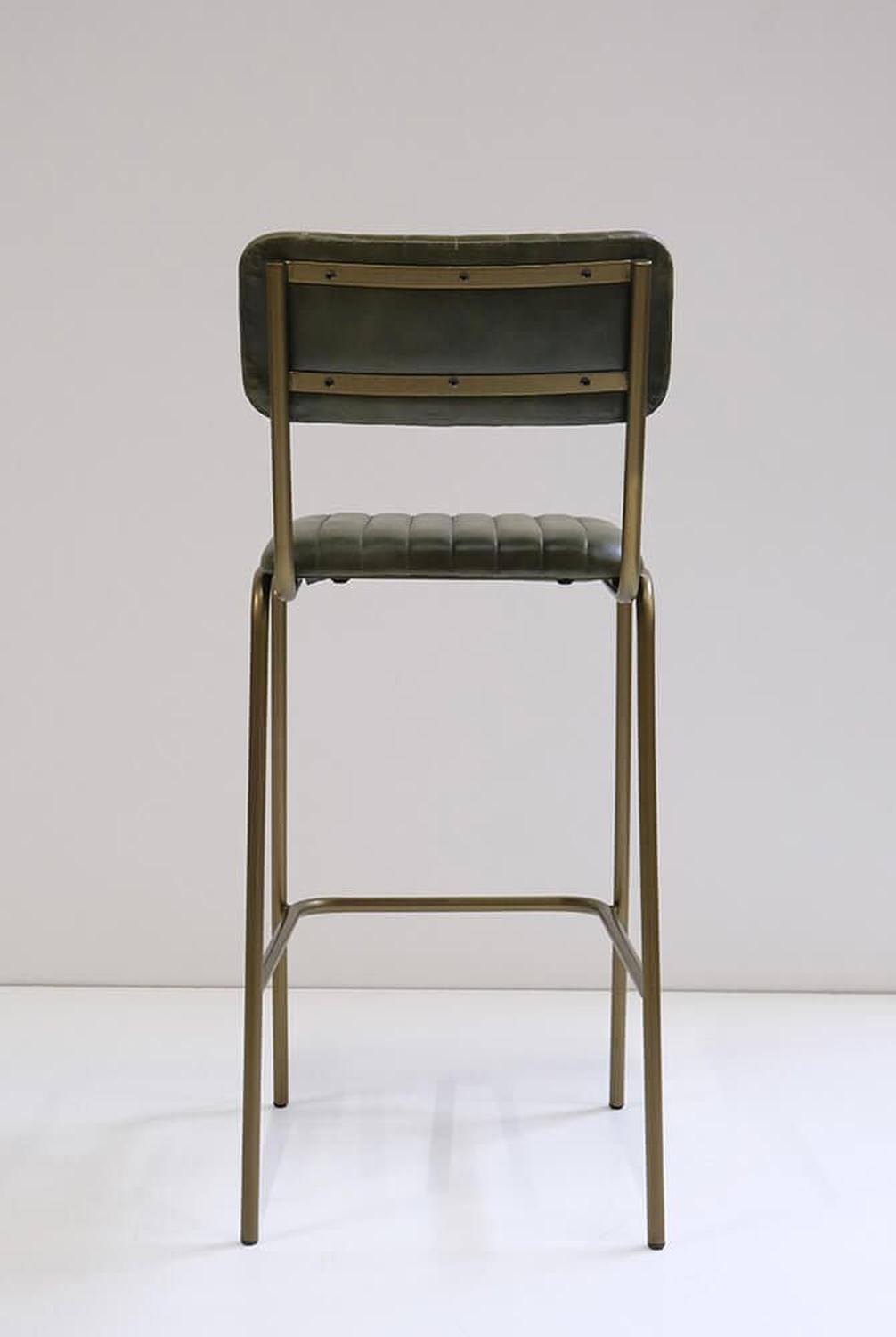 Barhocker Diner mit gestepptem Leder - Grün/Messing-Barhocker-Trademark Living-le canapé