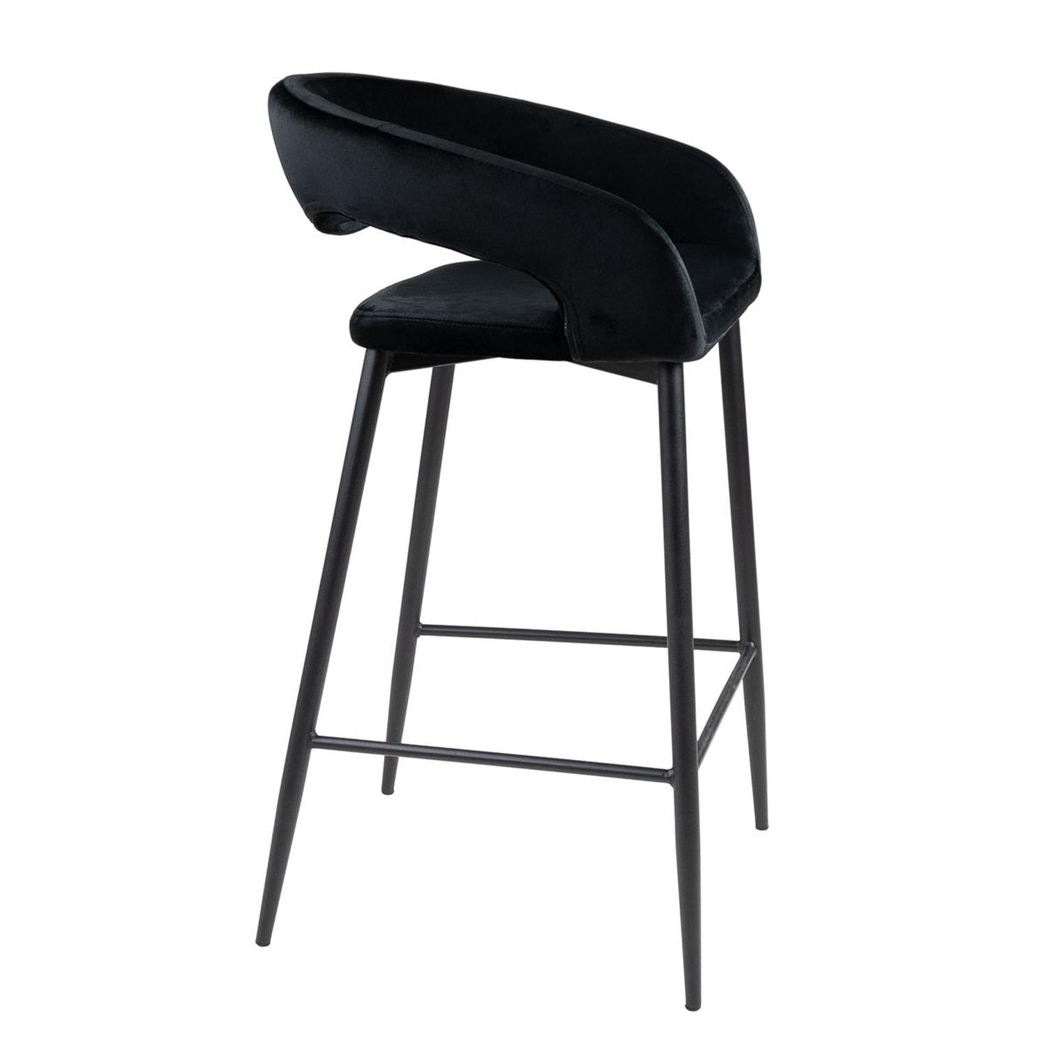 Barhocker Lenn aus Samt - Schwarz-Barhocker-Kick Collection-le canapé