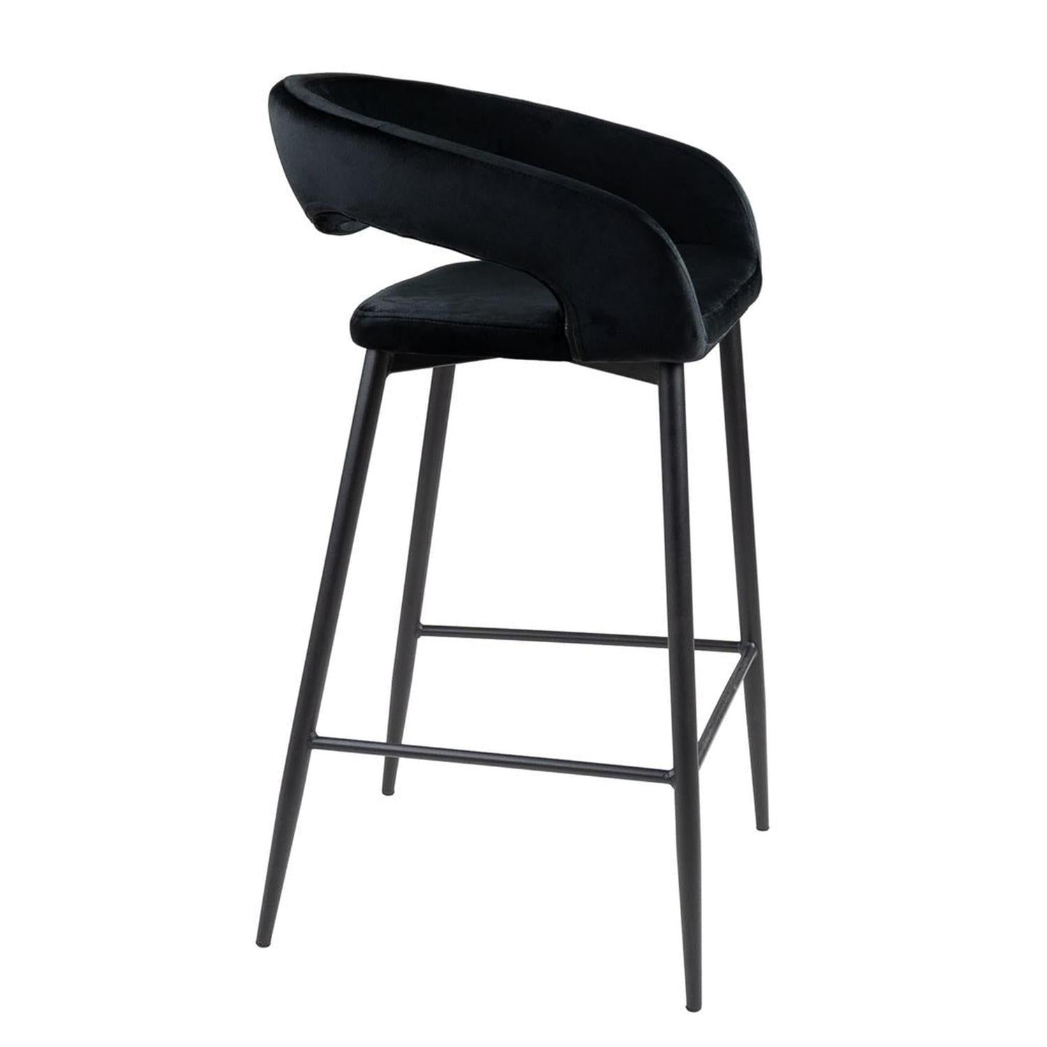 Barhocker Lenn aus Samt - Schwarz-Barhocker-Kick Collection-le canapé
