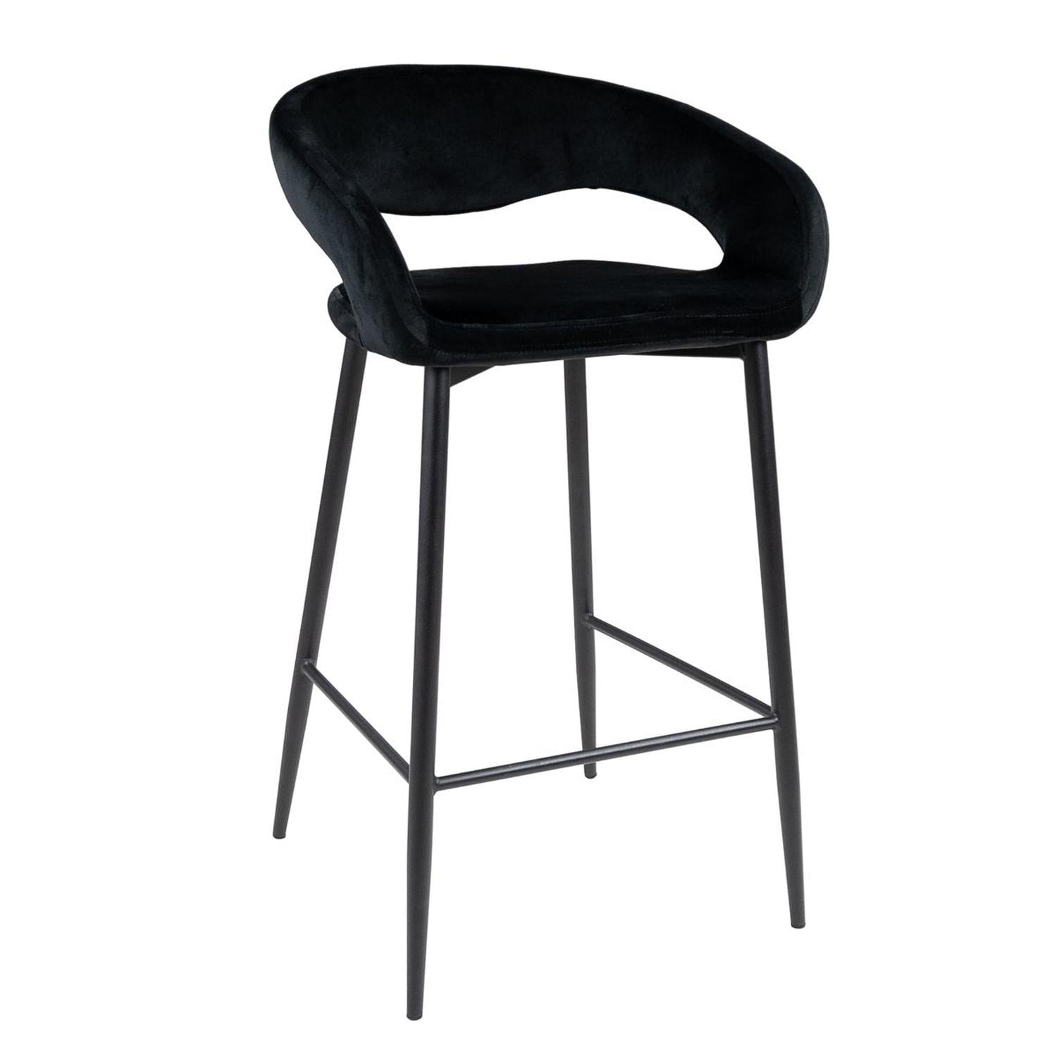 Barhocker Lenn aus Samt - Schwarz-Barhocker-Kick Collection-le canapé