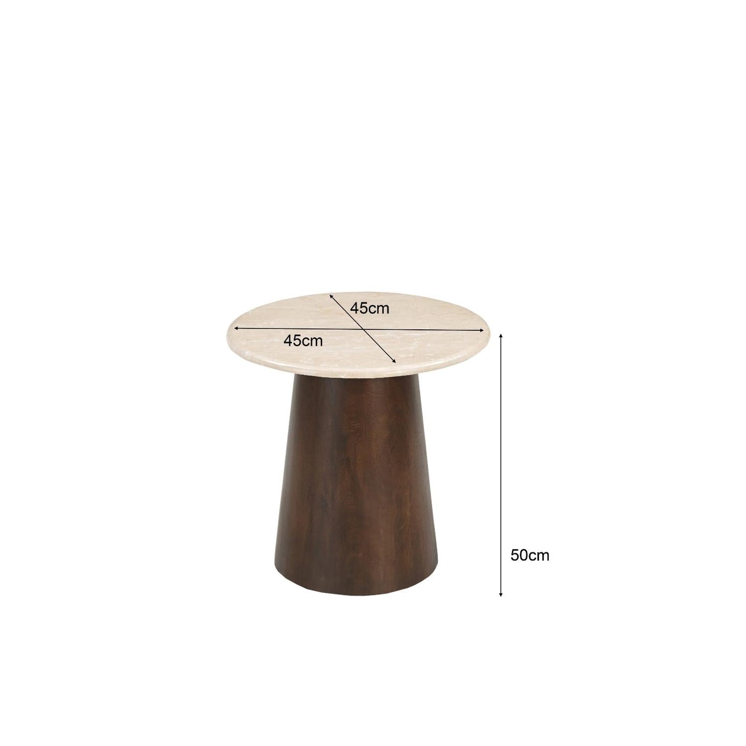 Beistelltisch Bottecino aus Mangoholz Ø45cm - Beige/Braun-Beistelltische-Livingfurn-le canapé