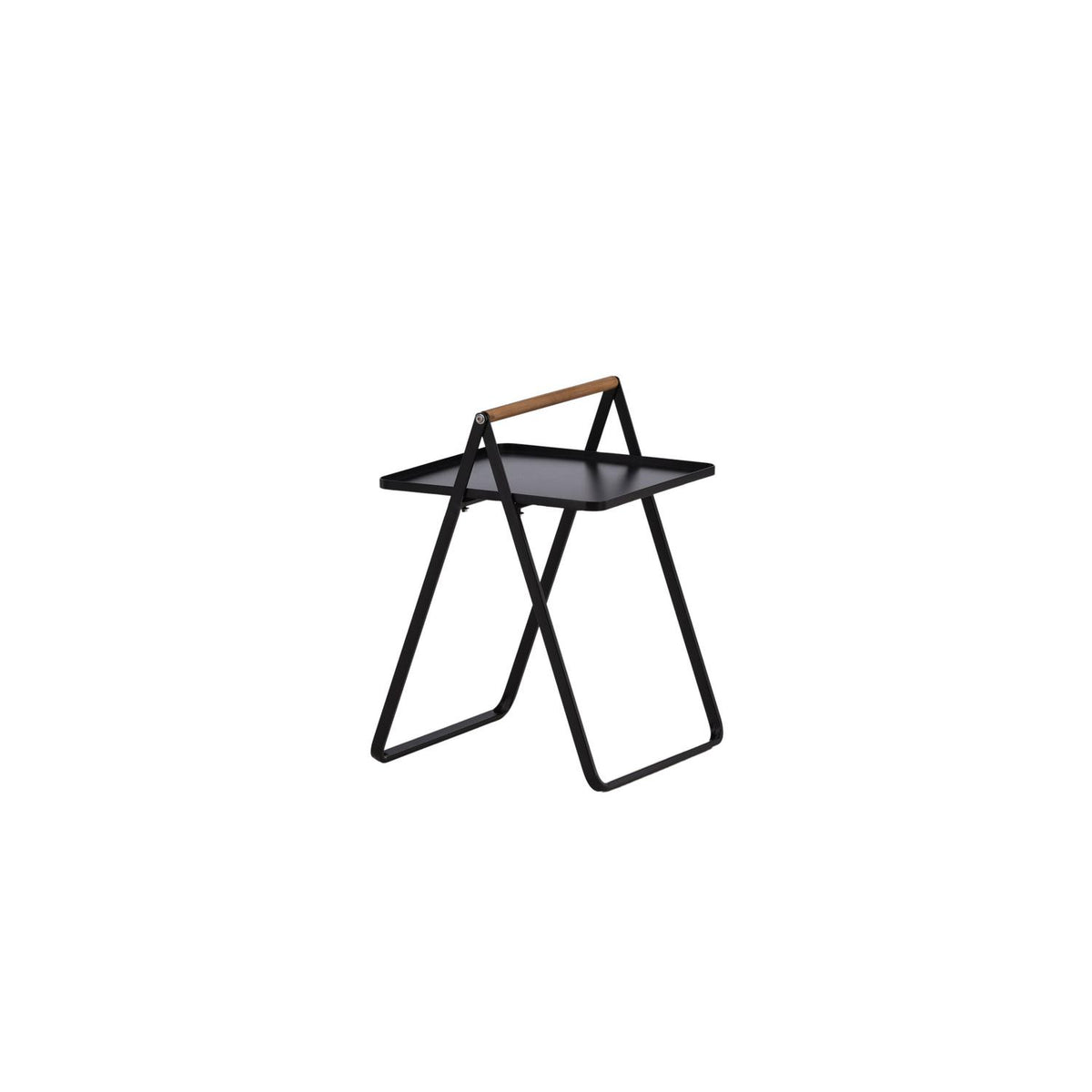 Beistelltisch Clarin 43cm aus Metall mit Teakholz-Griff - Schwarz-Beistelltische-Venture Home-le canapé