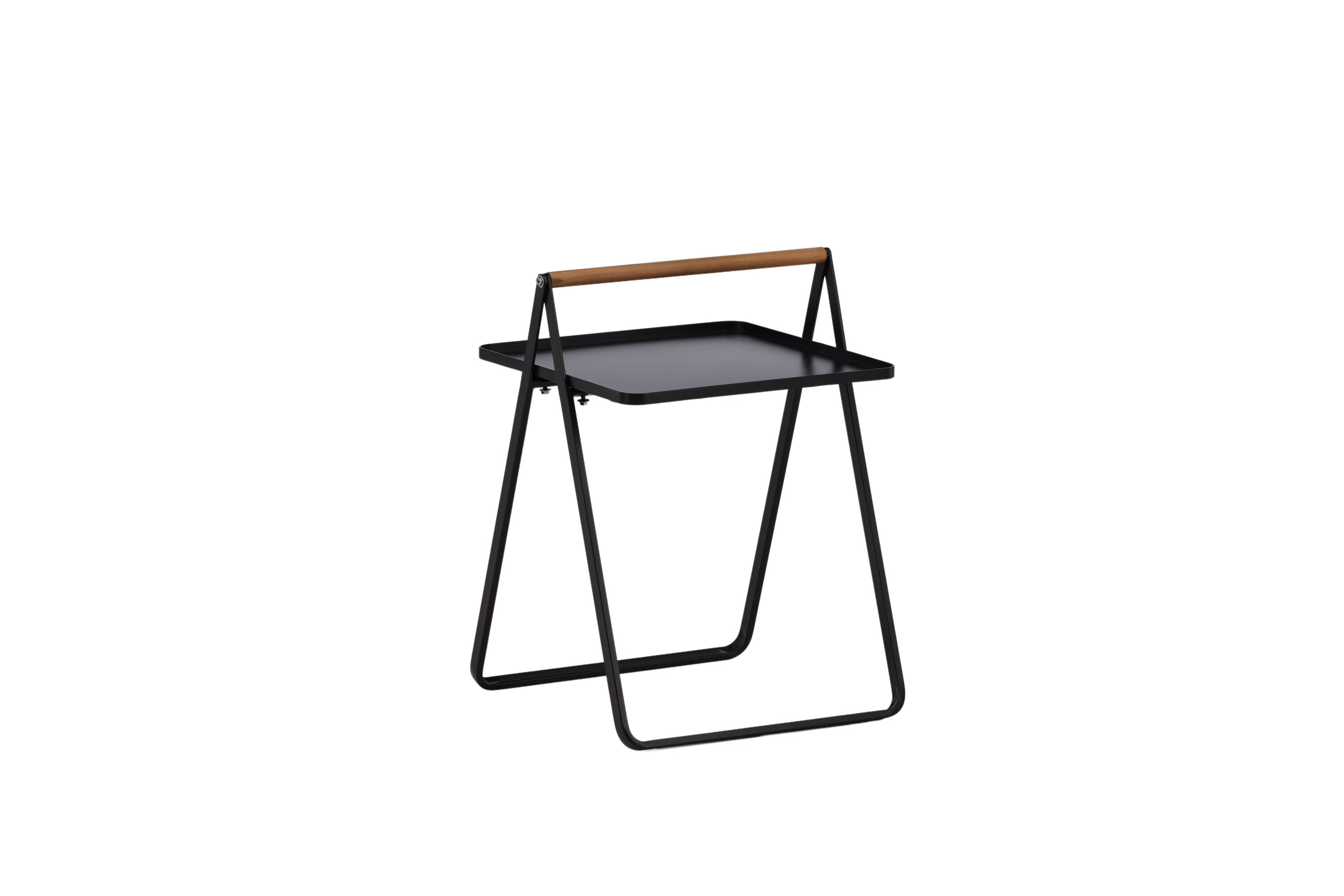 Beistelltisch Clarin 43cm aus Metall mit Teakholz-Griff - Schwarz-Beistelltische-Venture Home-le canapé