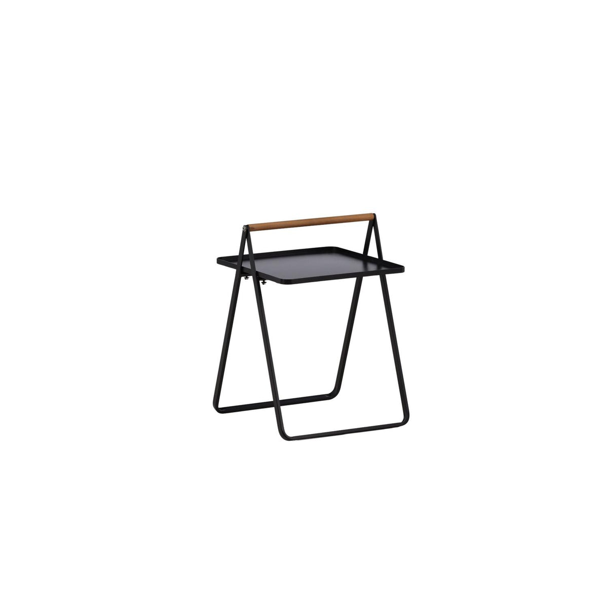 Beistelltisch Clarin 43cm aus Metall mit Teakholz-Griff - Schwarz-Beistelltische-Venture Home-le canapé