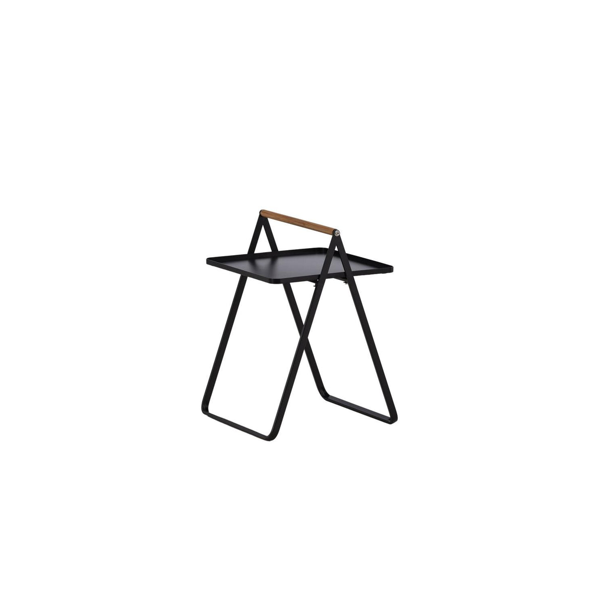 Beistelltisch Clarin 43cm aus Metall mit Teakholz-Griff - Schwarz-Beistelltische-Venture Home-le canapé