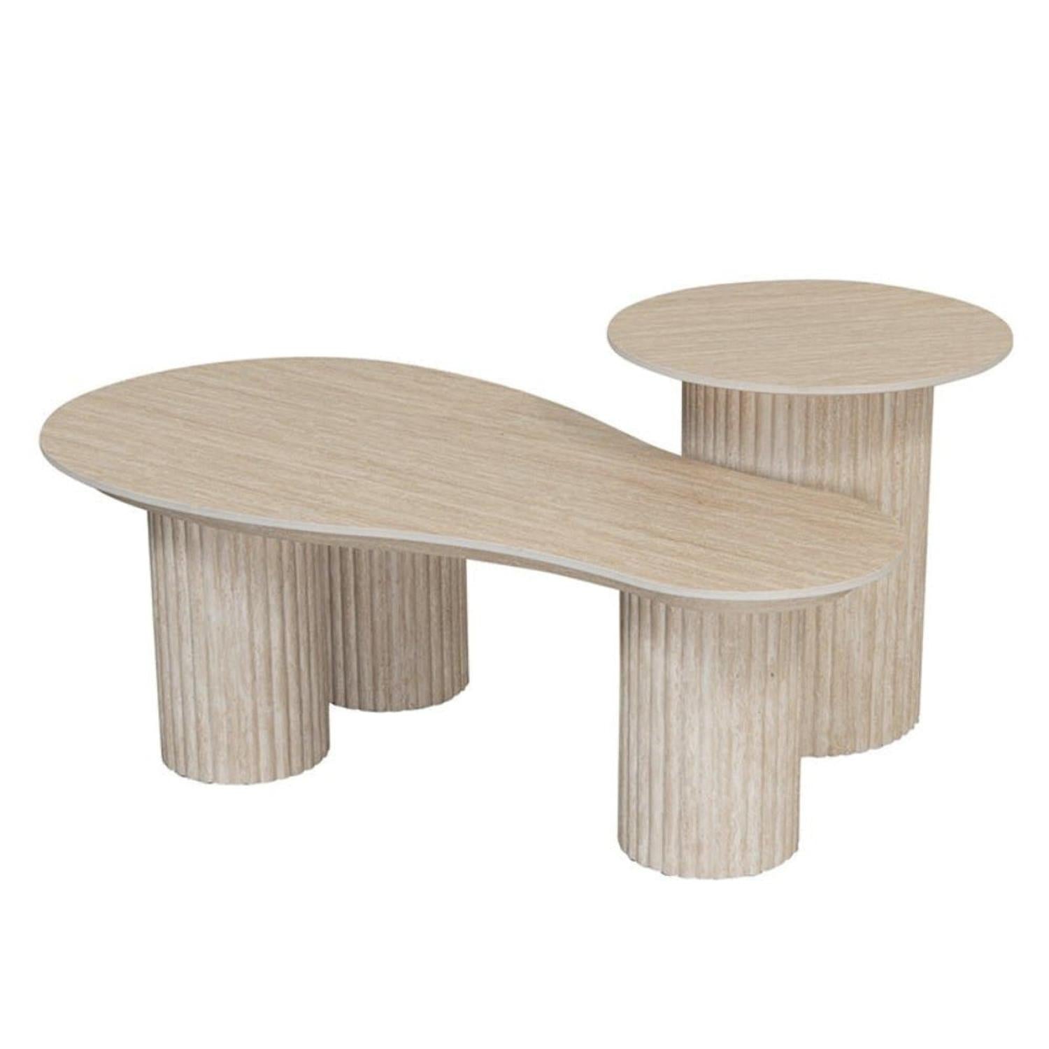 Beistelltisch Craft mit Keramik-Platte - Travertin Optik-Beistelltische-Pole to Pole-le canapé