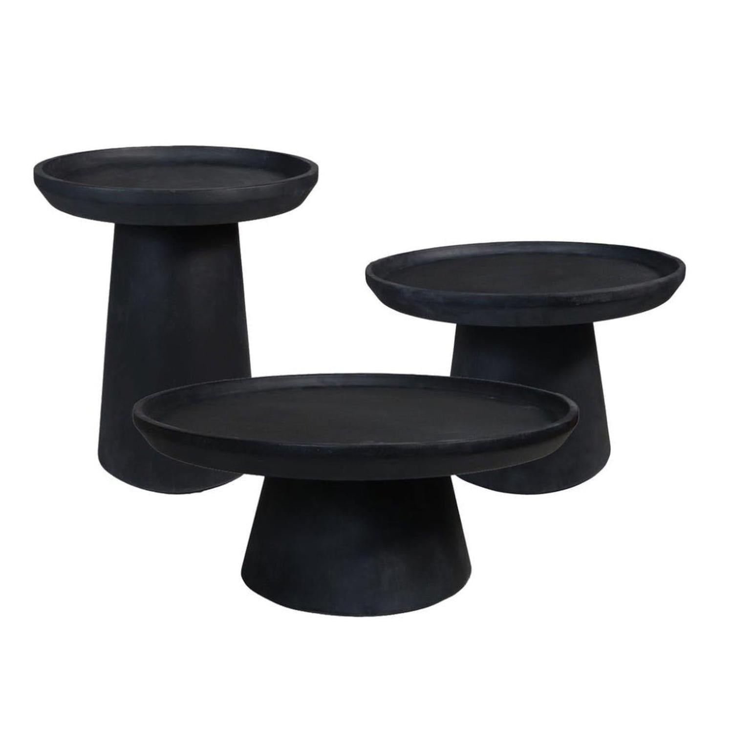 Beistelltisch Drum 45cm aus Mangoholz - Mattschwarz-Beistelltisch-HSM Collection-le canapé