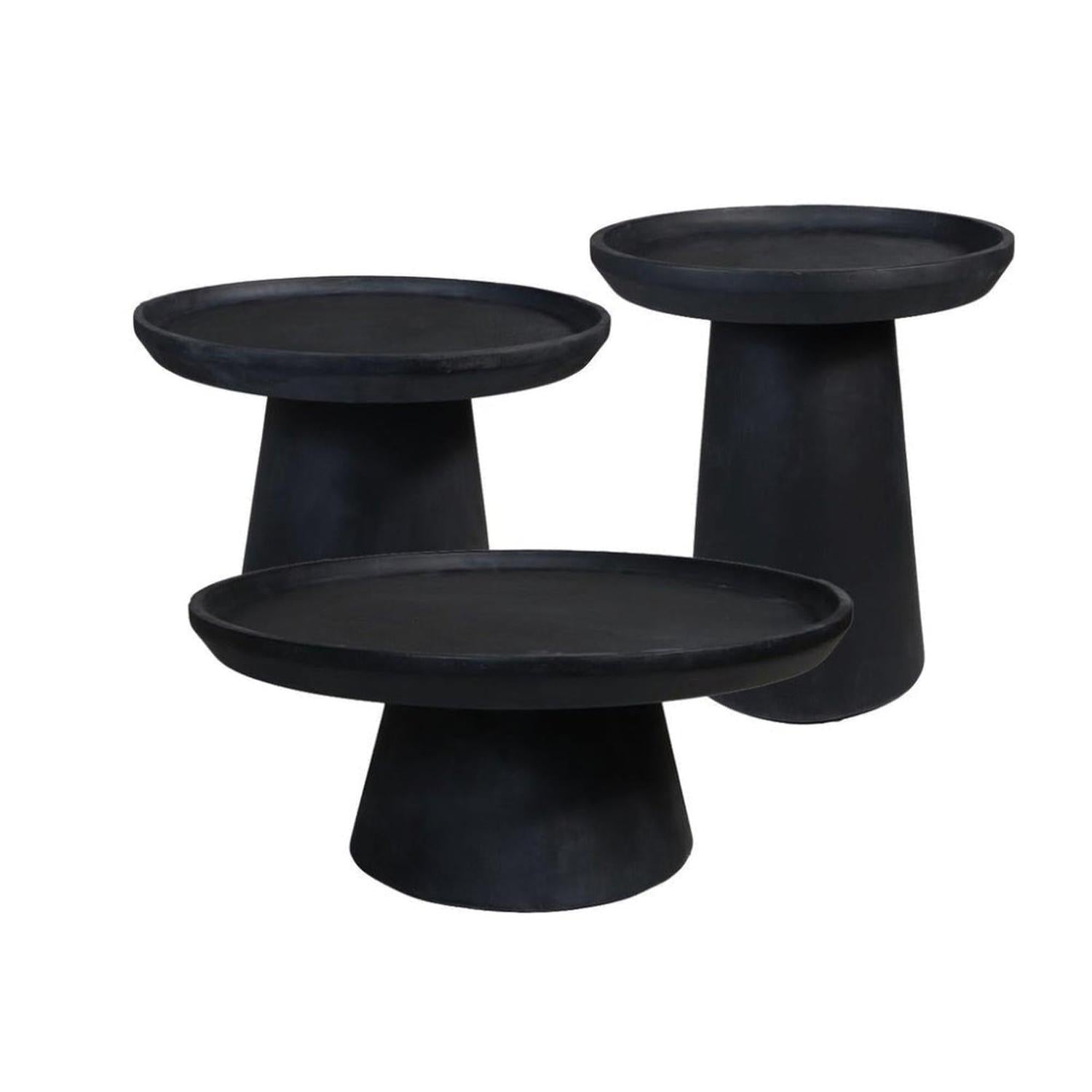 Beistelltisch Drum 60cm aus Mangoholz - Mattschwarz-Beistelltisch-HSM Collection-le canapé