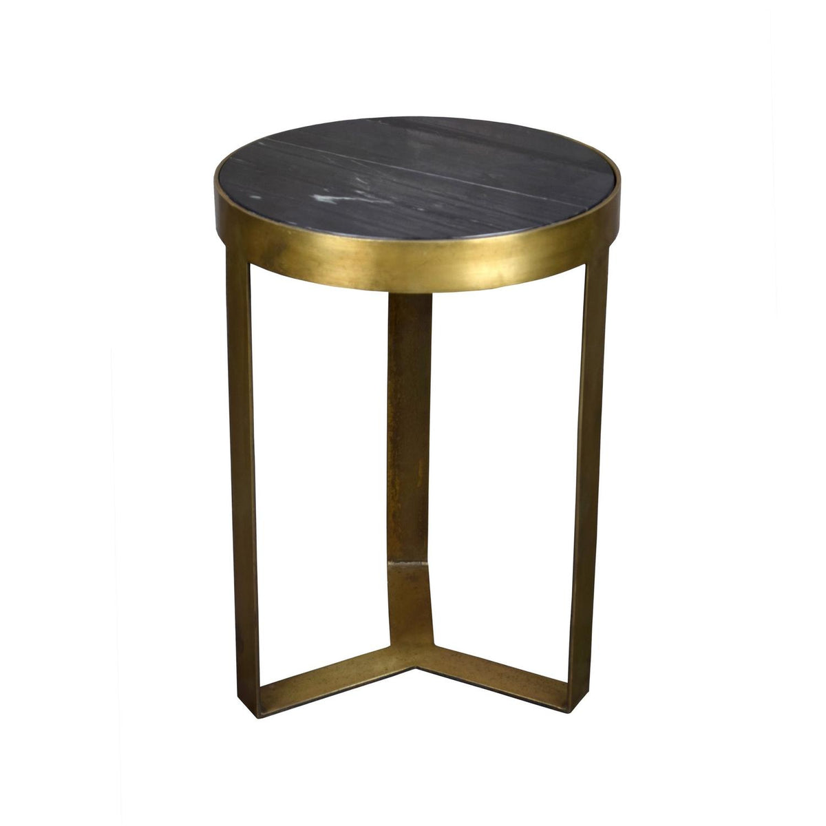 Beistelltisch Glennis Ø40cm mit Steinplatte - Schwarz-Beistelltische-Livingfurn-le canapé