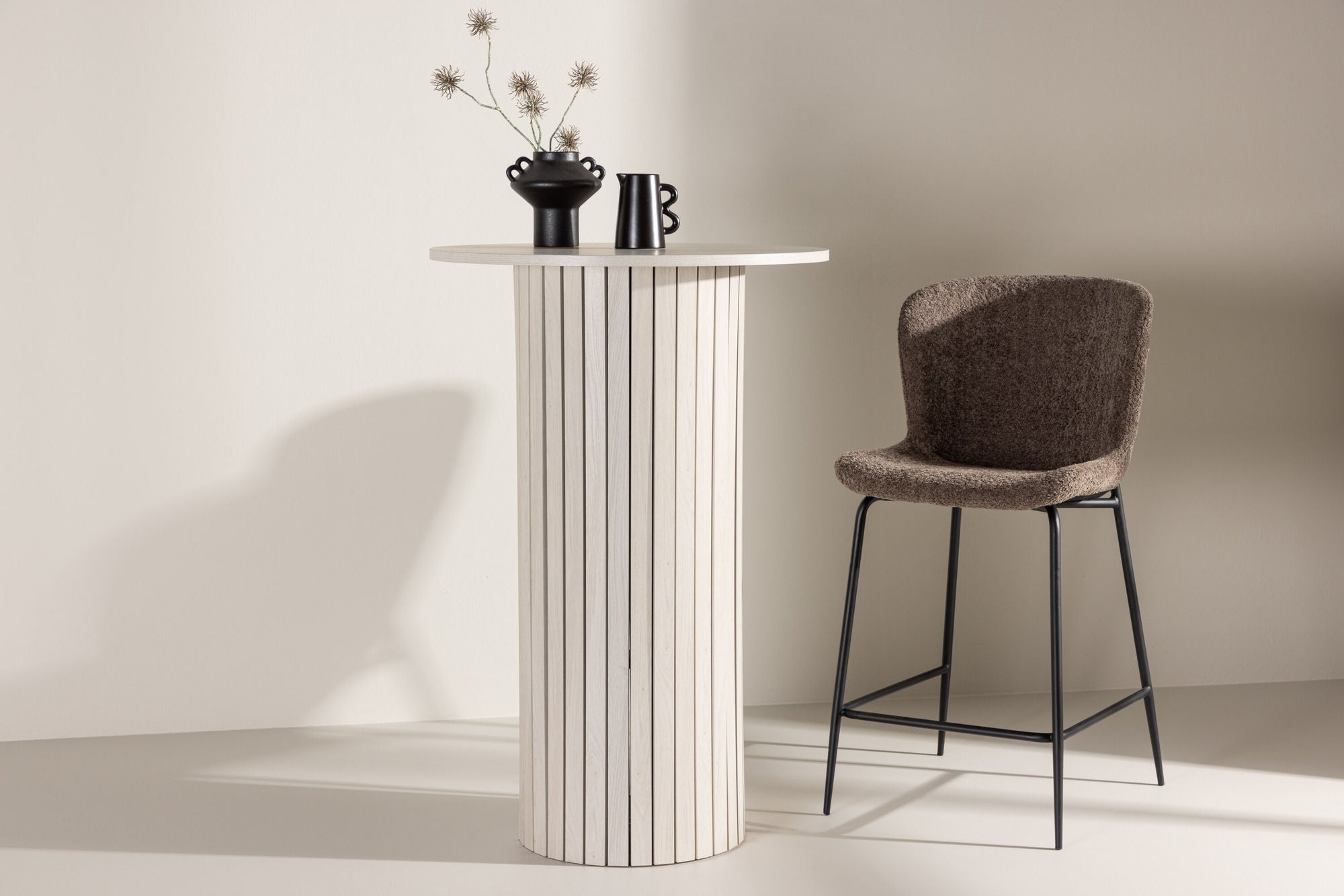 Beistelltisch Härön in Barhöhe Ø70cm - Weiß-Beistelltische-Venture Home-le canapé