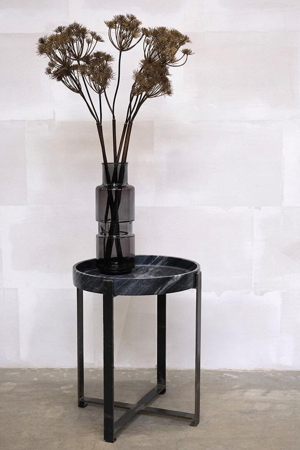 Beistelltisch Harvard mit Marmortablett aus Eisen Ø53cm - Marmoroptik-Beistelltische-Trademark Living-le canapé