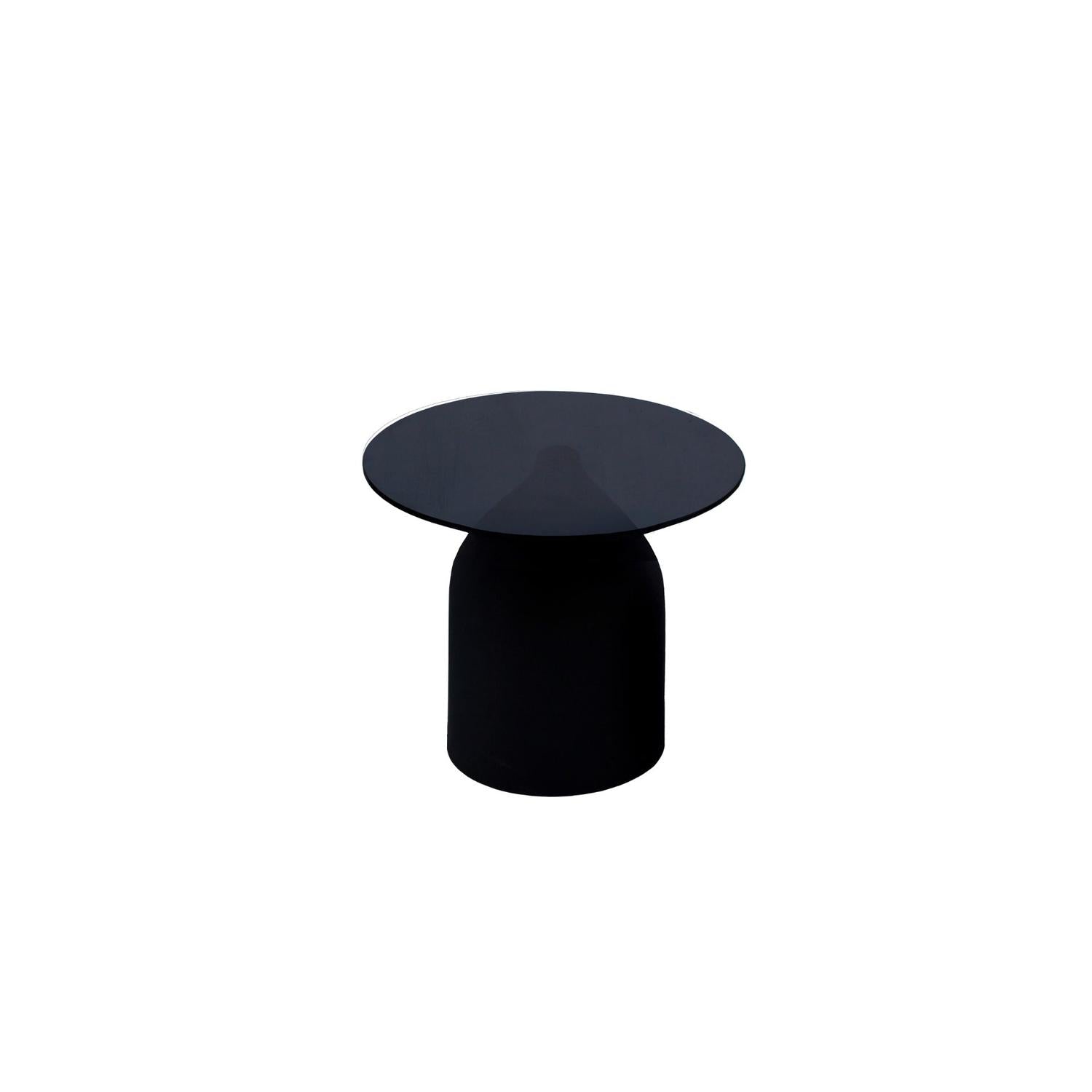 Beistelltisch Isa mit Glasplatte Ø50cm - Schwarz-Beistelltische-Livingfurn-le canapé