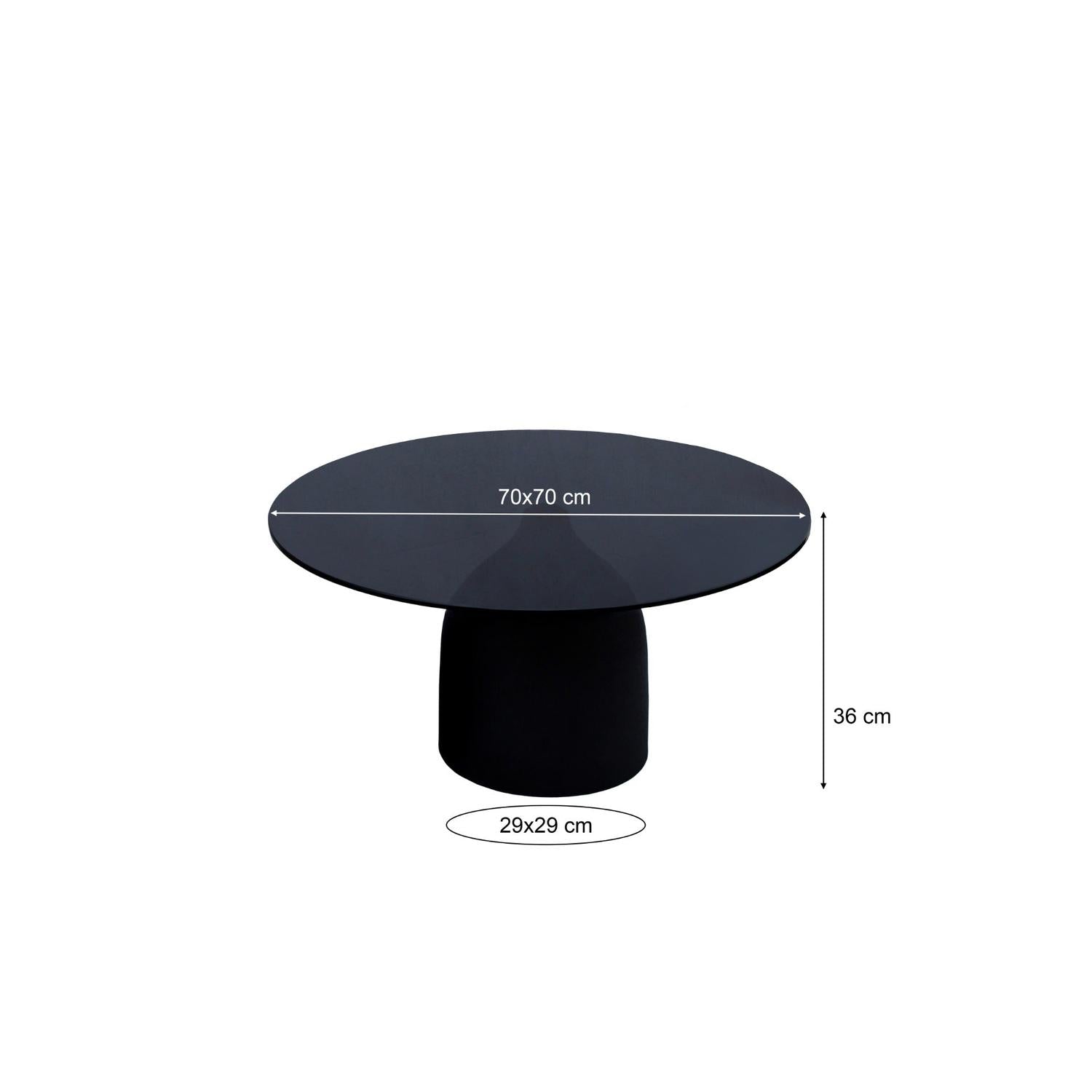 Beistelltisch Isa mit Glasplatte Ø70cm - Schwarz-Beistelltische-Livingfurn-le canapé