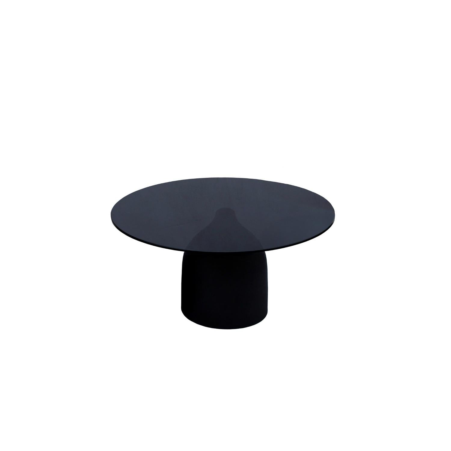 Beistelltisch Isa mit Glasplatte Ø70cm - Schwarz-Beistelltische-Livingfurn-le canapé