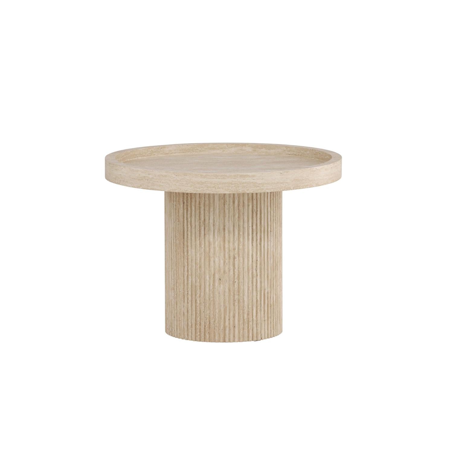 Beistelltisch Krille Ø60cm in in Travertin-Optik - Beige-Beistelltische-Venture Home-le canapé