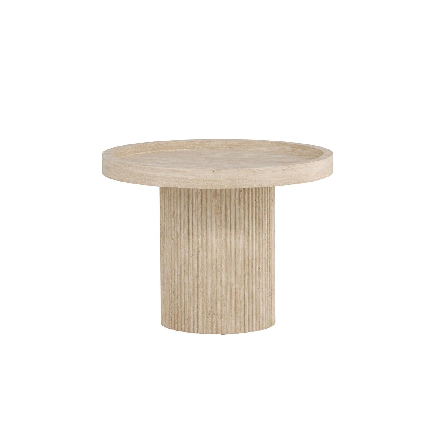 Beistelltisch Krille Ø60cm in in Travertin-Optik - Beige-Beistelltische-Venture Home-le canapé