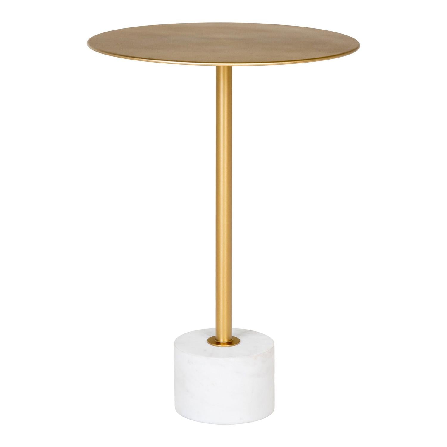 Beistelltisch Lecco Ø41cm - Gold/Weiß-Beistelltische-House Nordic-le canapé