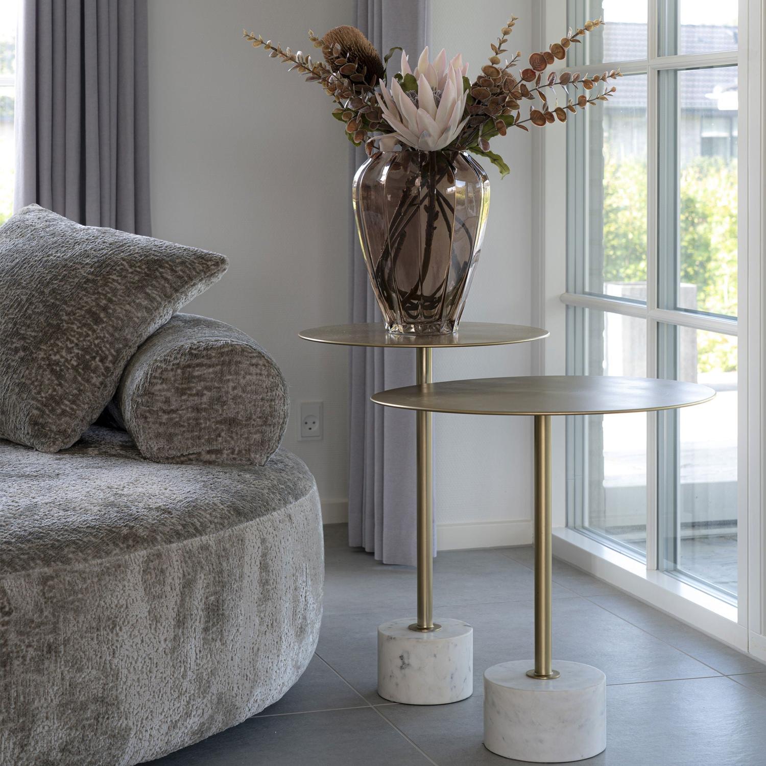 Beistelltisch Lecco Ø51cm - Gold/Weiß-Beistelltische-House Nordic-le canapé