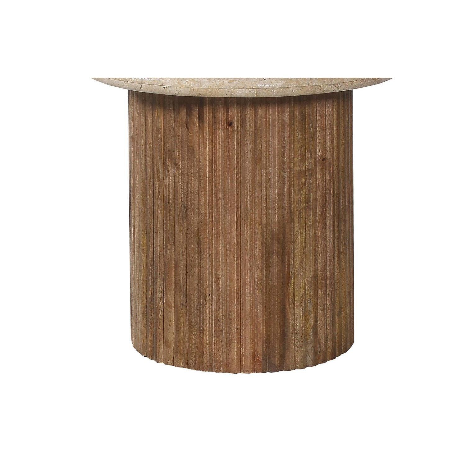 Beistelltisch Louis Ø50cm mit Travertin-Steinplatte - Beige-Beistelltisch-Rousseau-le canapé