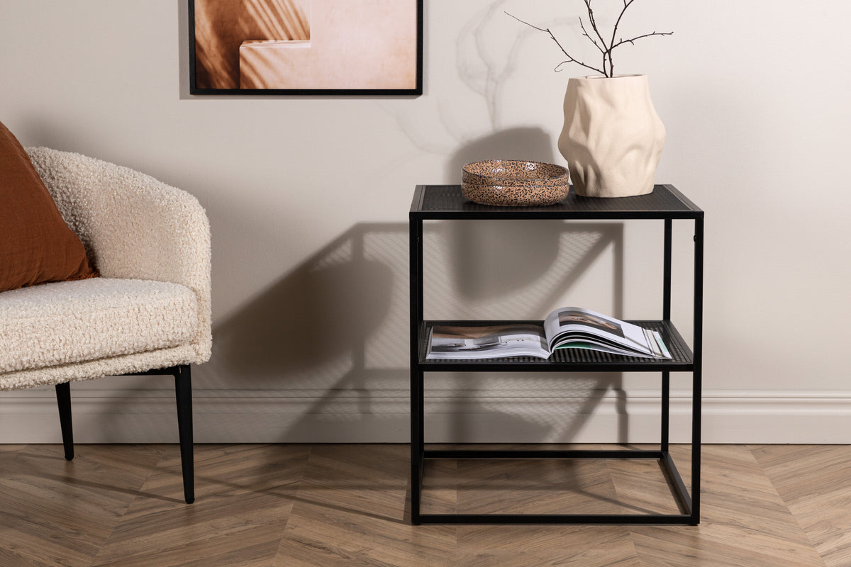 Beistelltisch Netz 58cm aus Metall mit Ablage - Schwarz-Beistelltische-Venture Home-le canapé