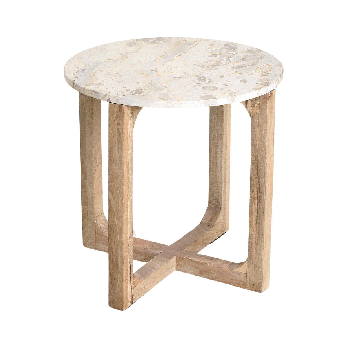 Beistelltisch Norda mit Marmorplatte Ø50cm - Cremeweiß-Beistelltische-Raw Materials-le canapé