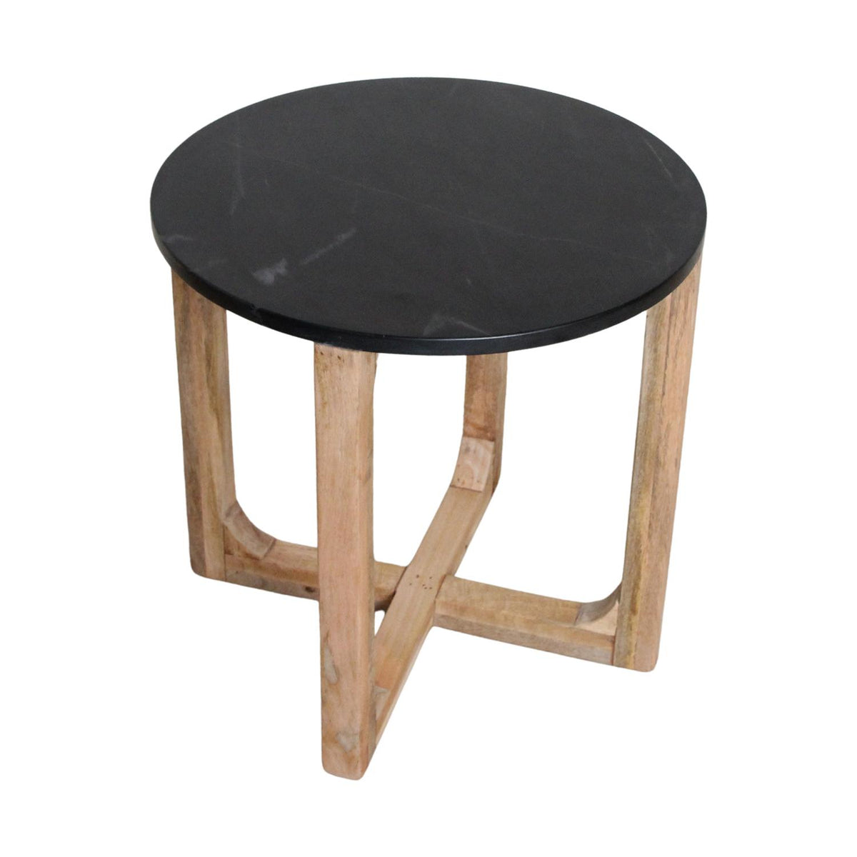 Beistelltisch Norda mit Marmorplatte Ø50cm - Schwarz-Beistelltische-Raw Materials-le canapé