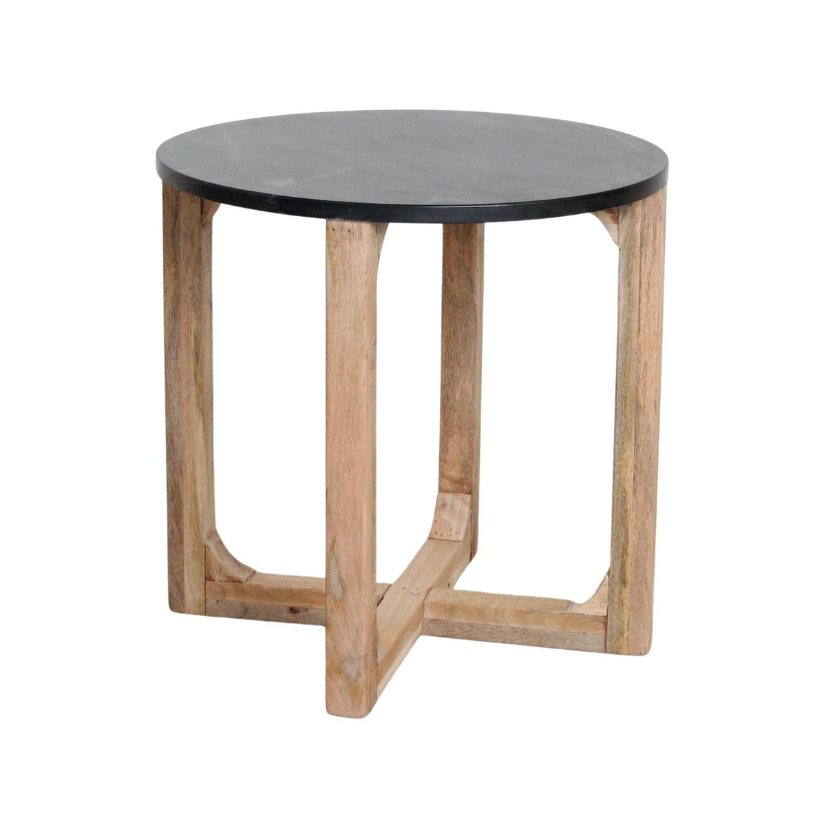 Beistelltisch Norda mit Marmorplatte Ø50cm - Schwarz-Beistelltische-Raw Materials-le canapé
