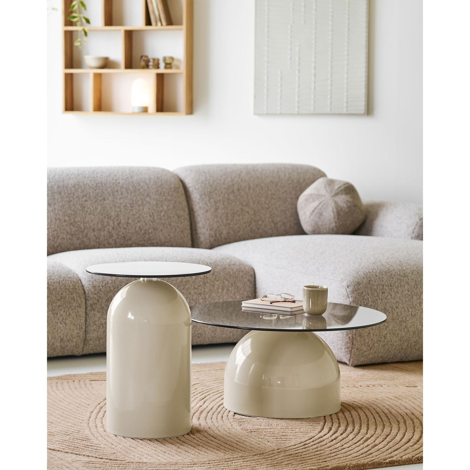 Beistelltisch Ravello aus Glas Ø40cm - Beige-Beistelltische-House Nordic-le canapé