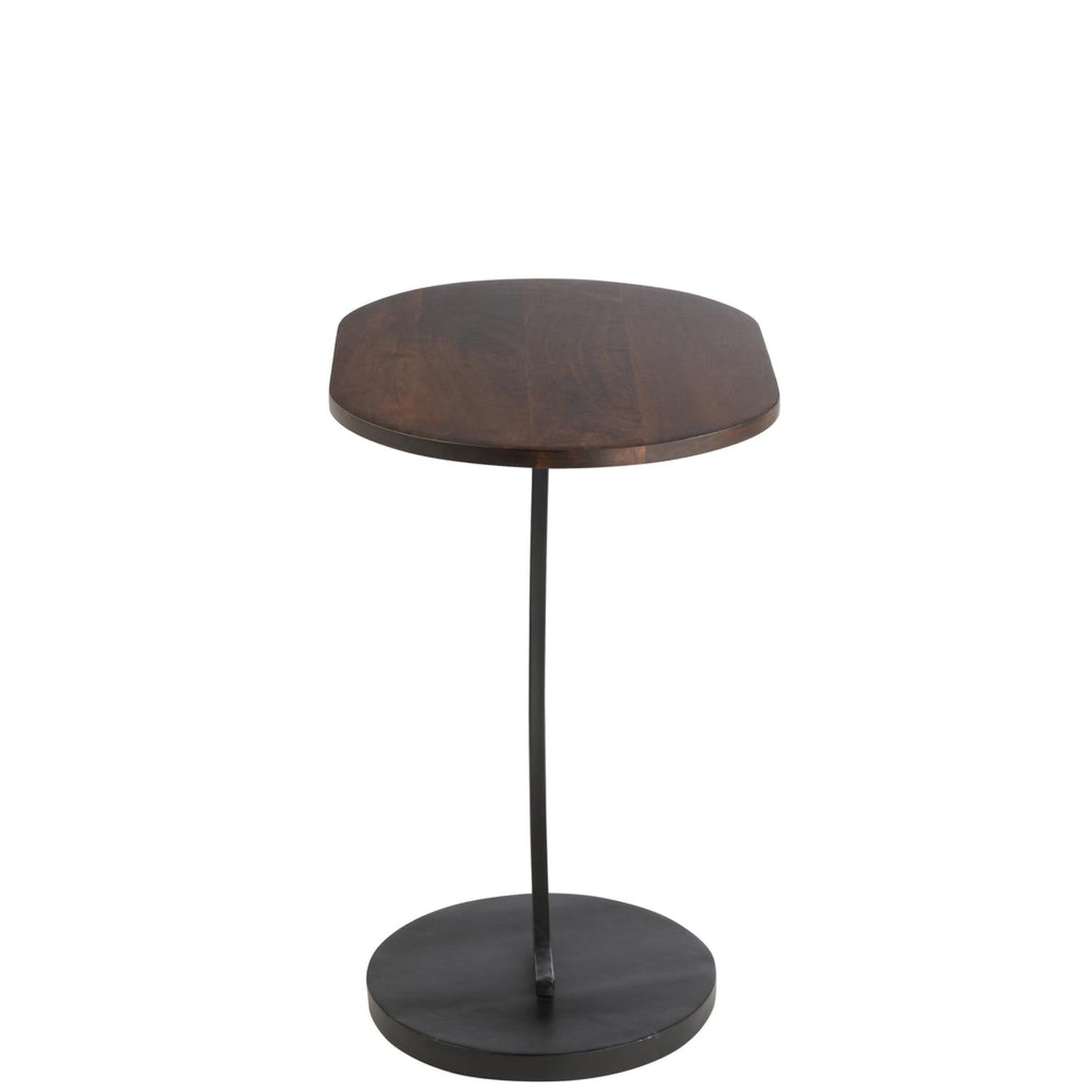 Beistelltisch Swoosh Oval aus Eisen und Mangoholz - Dunkelbraun-Beistelltische-J-Line-le canapé