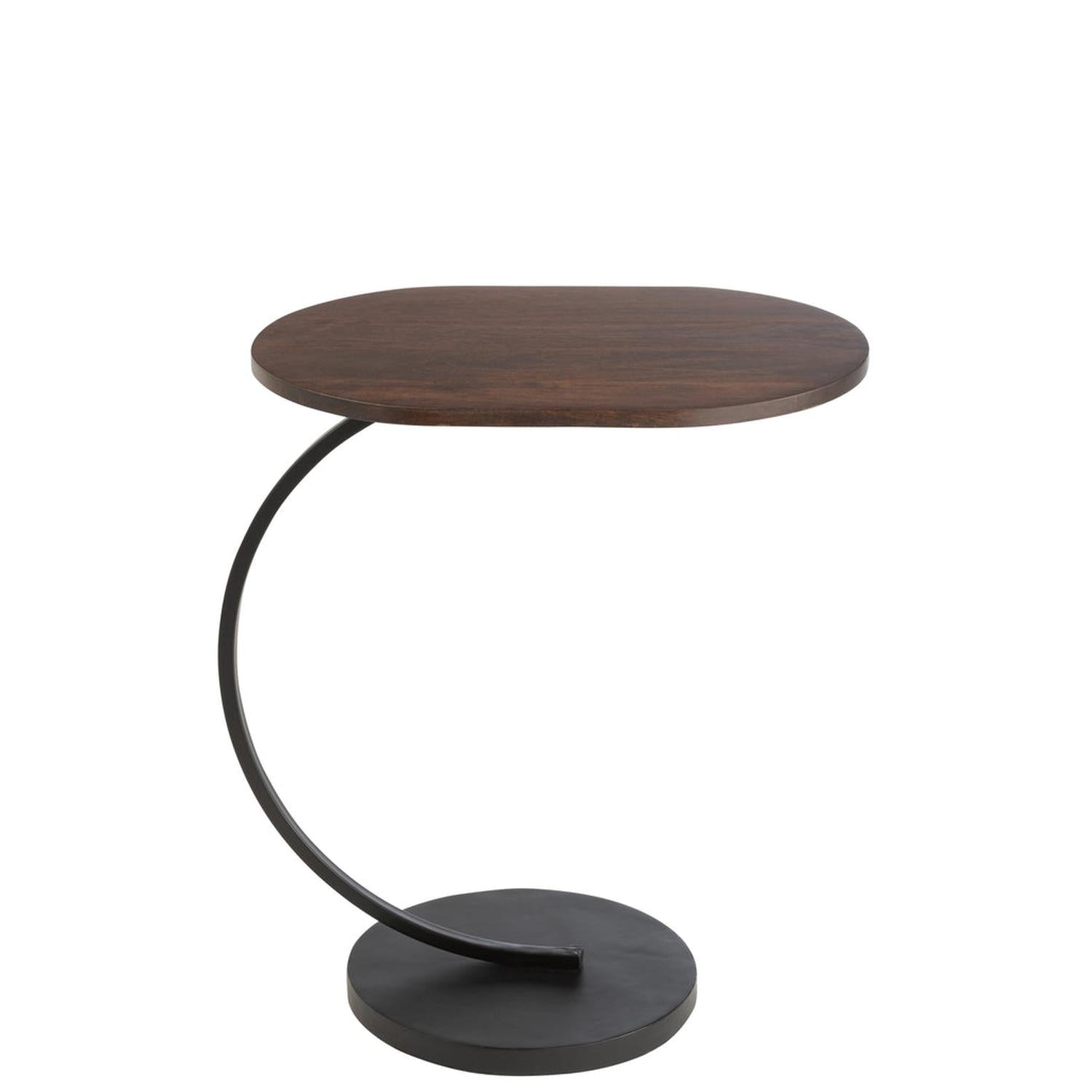 Beistelltisch Swoosh Oval aus Eisen und Mangoholz - Dunkelbraun-Beistelltische-J-Line-le canapé