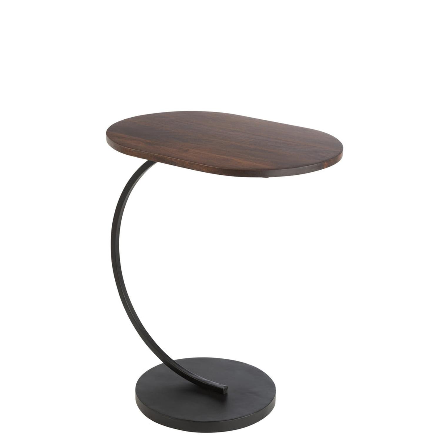 Beistelltisch Swoosh Oval aus Eisen und Mangoholz - Dunkelbraun-Beistelltische-J-Line-le canapé