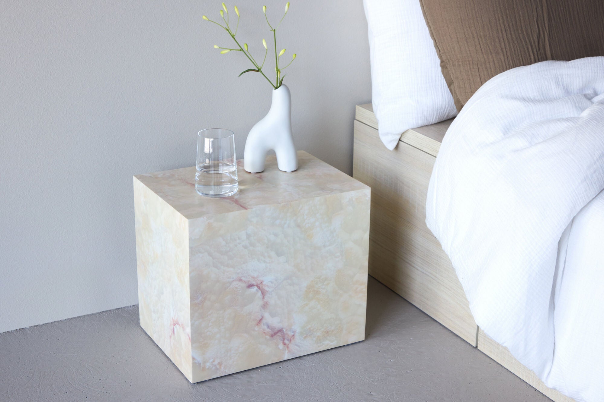 Beistelltisch York 25cm - Beige Steinoptik-Beistelltisch-Venture Home-le canapé