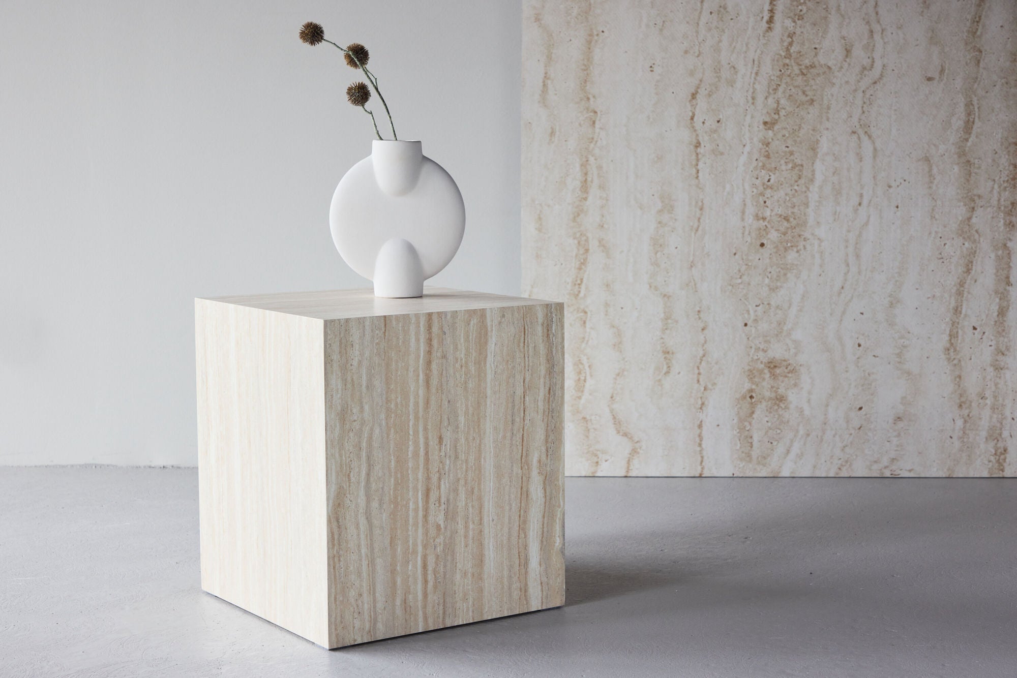 Beistelltisch York 40*40cm in Steinoptik - Beige-Beistelltisch-Venture Home-le canapé