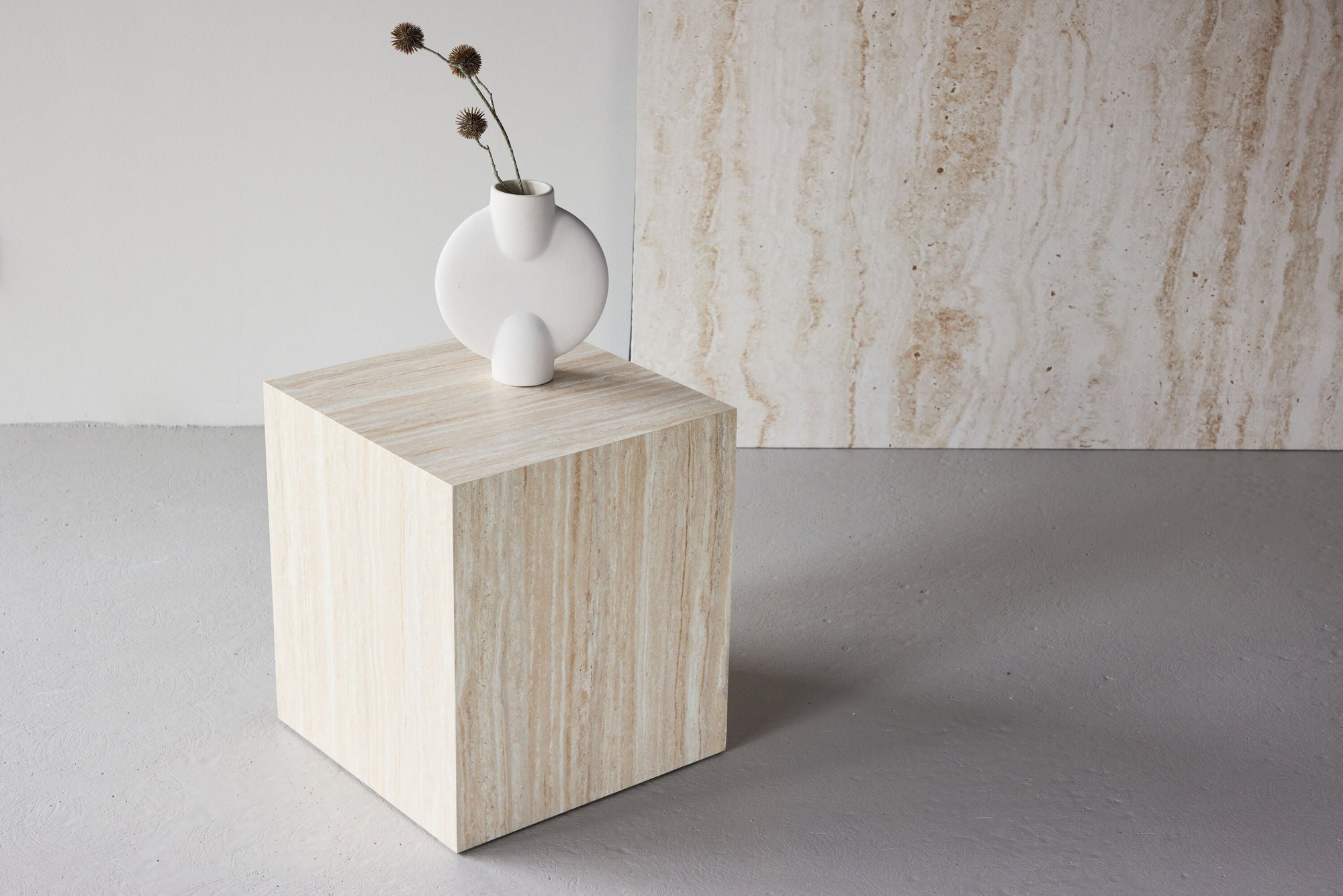 Beistelltisch York 40*40cm in Steinoptik - Beige-Beistelltisch-Venture Home-le canapé