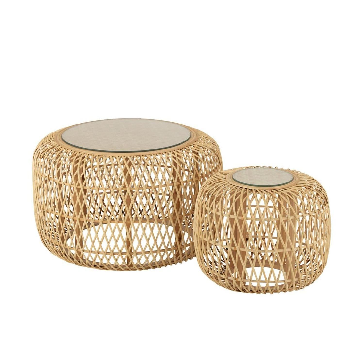 Beistelltische aus Bambus und Tannenholz, 2er-Set - Natur-J-Line-le canapé