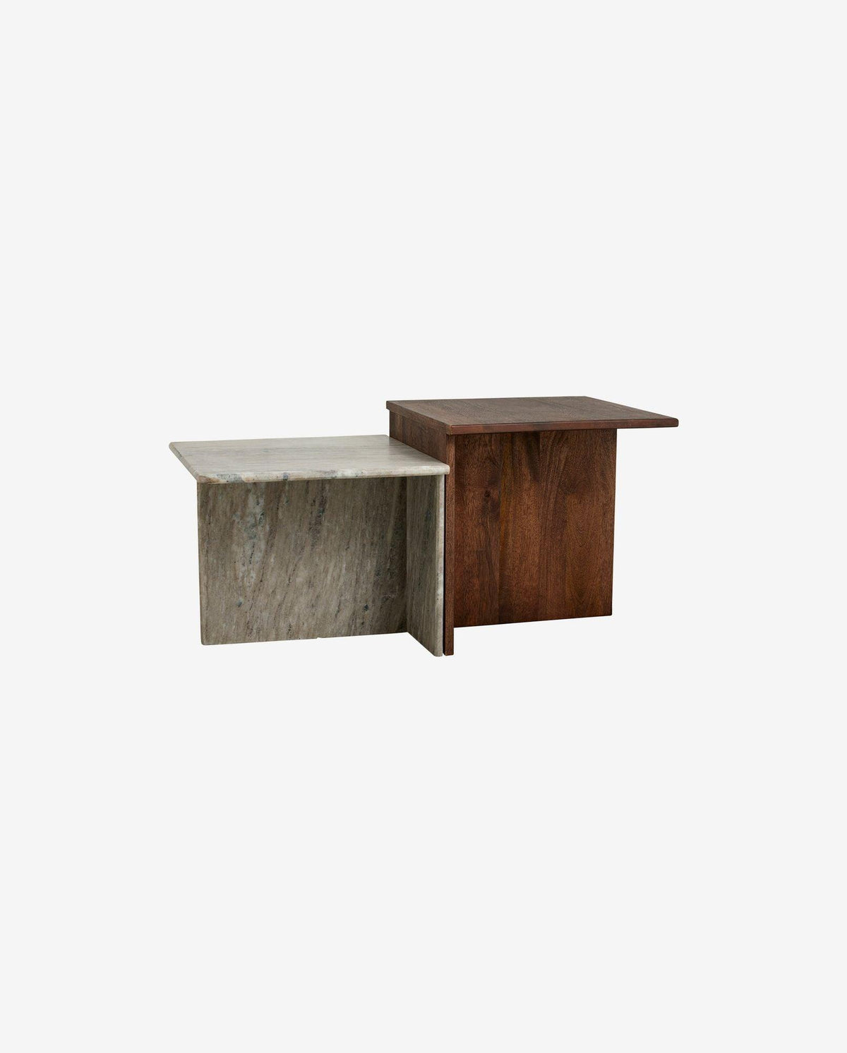 Beistelltische Odra aus Marmor & Mangoholz - Grau/Dunkelbraun-Beistelltische-Nordal A/S-le canapé